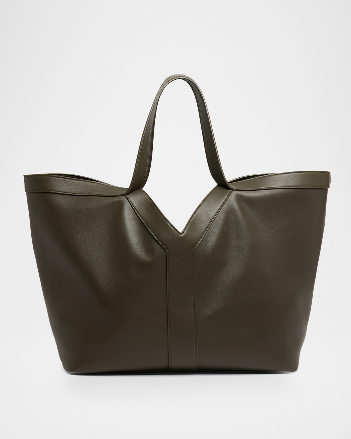 Saint Laurent Y Stitch Tote Bag In Calfskin Leather In Brown