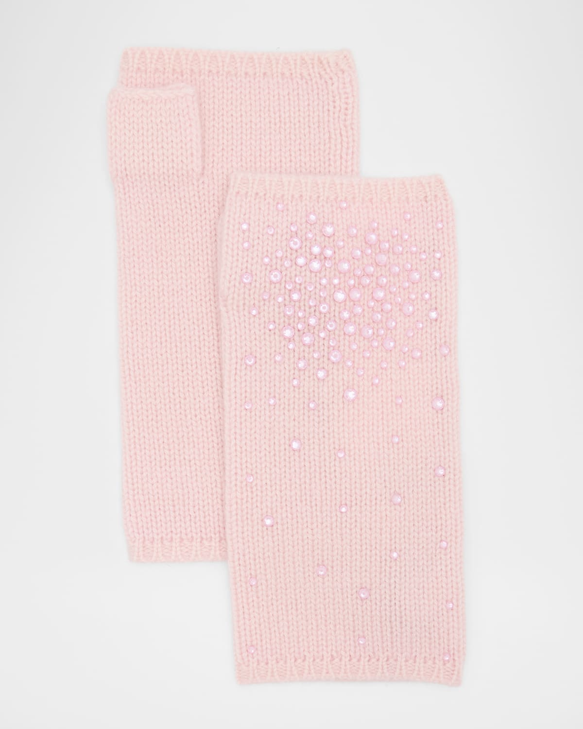 Carolyn Rowan Crystal Cashmere Short Fingerless Gloves In Pink