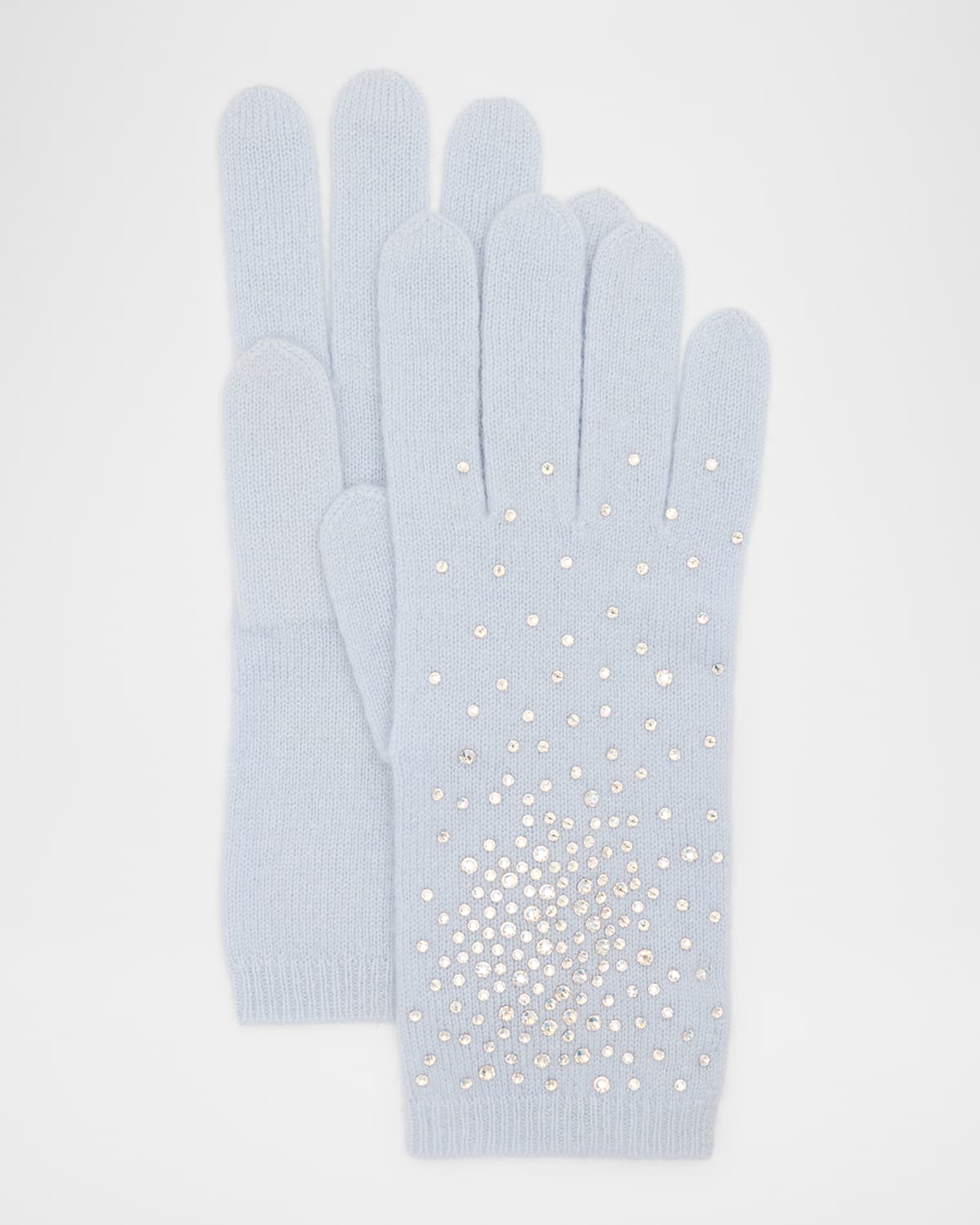 Carolyn Rowan Crystal Embellished Cashmere Gloves In Blue