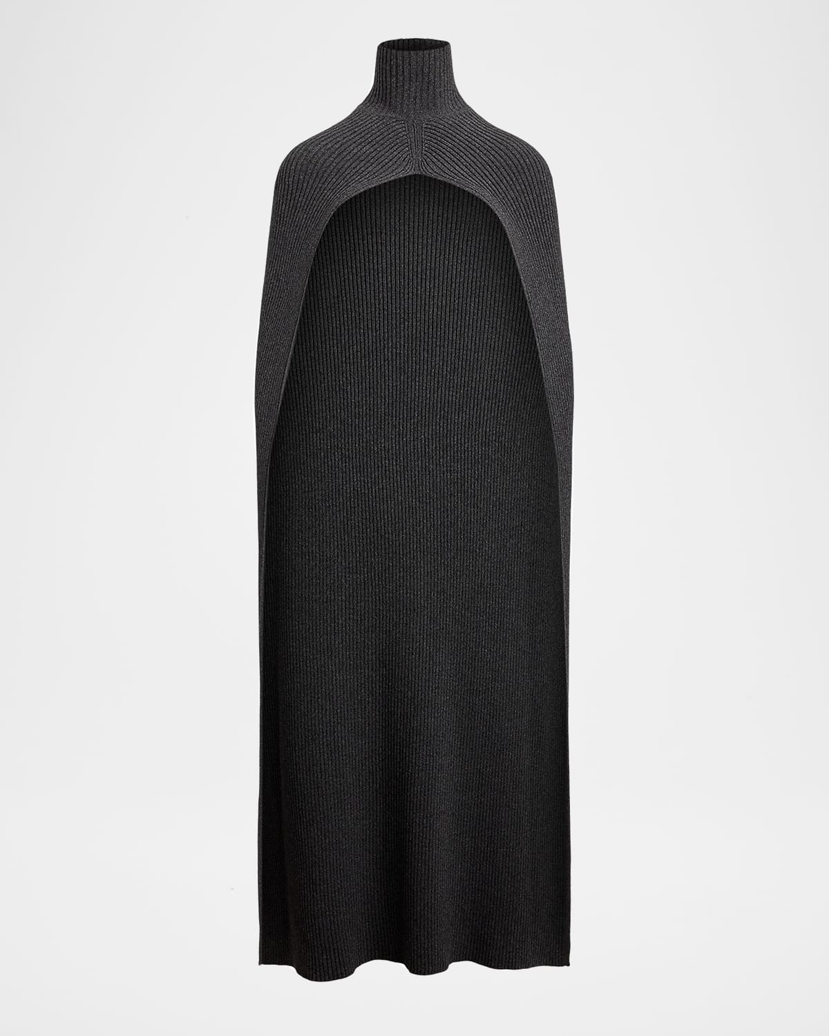 Ralph Lauren Turtleneck Cashmere High-low Cape In Gray