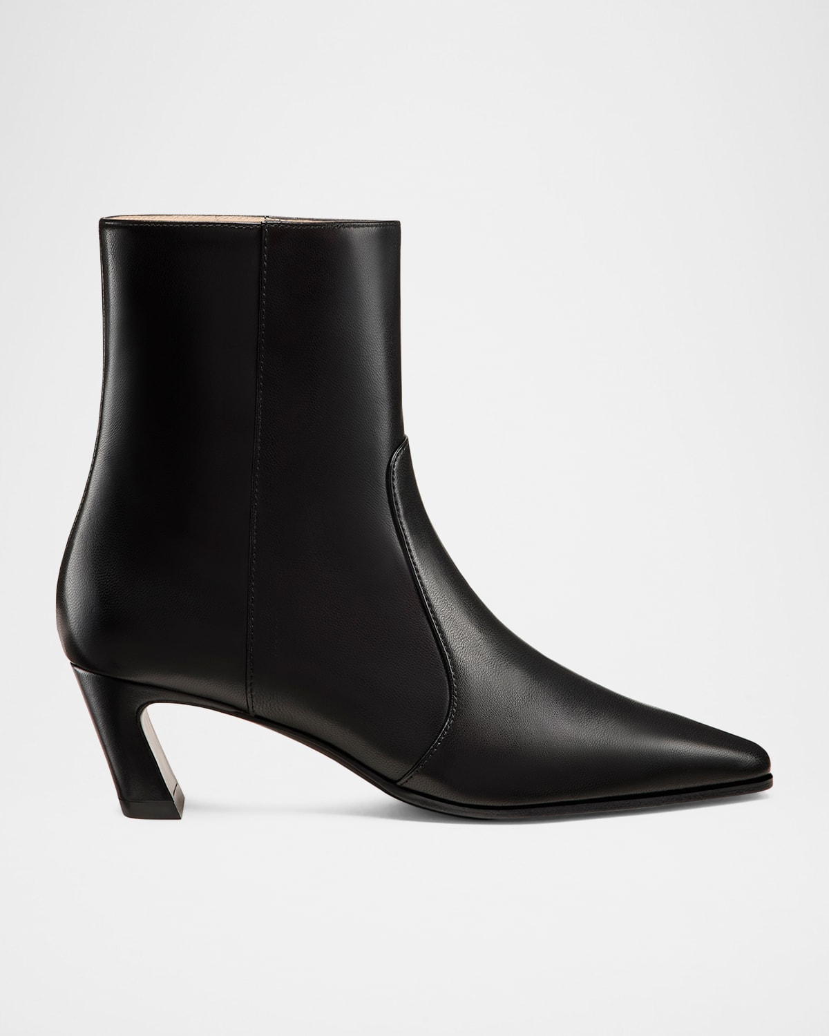 Stuart Weitzman 50mm Stassi Leather Zip Booties In Black