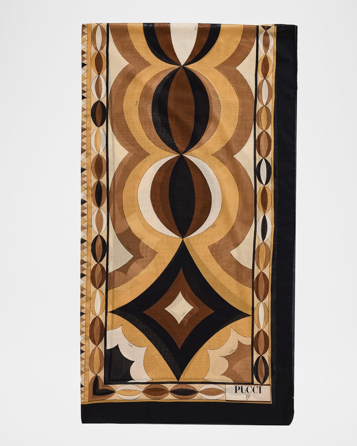 Pucci Geometric-print Cotton Pareo In Brown