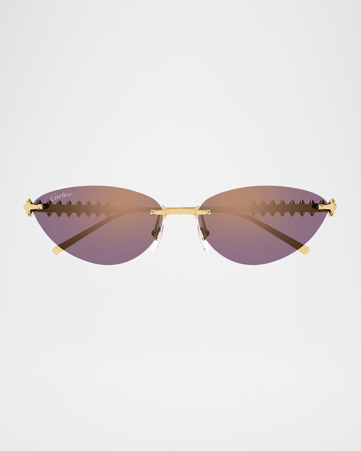 Cartier Clash De  58mm Rimless Metal Cat-eye Sunglasses In Gold