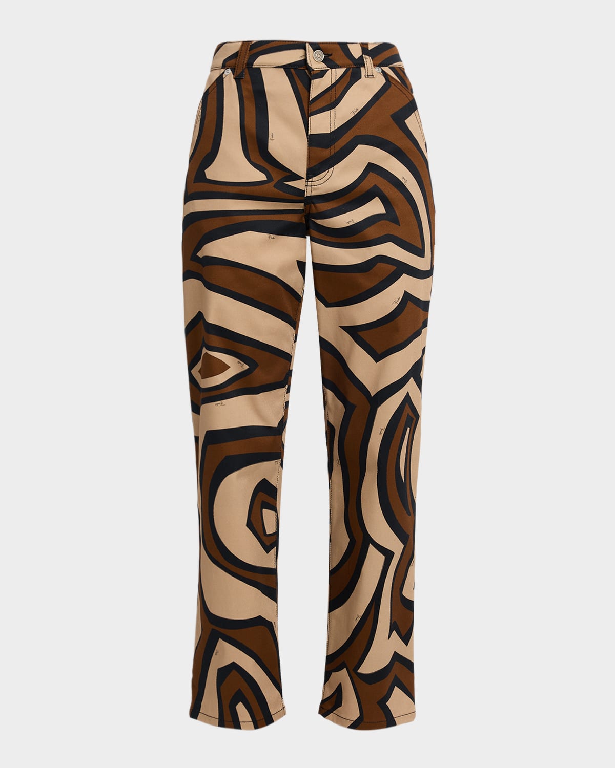 Pucci Labirinto Print Cotton Gabardine Pants In Brown