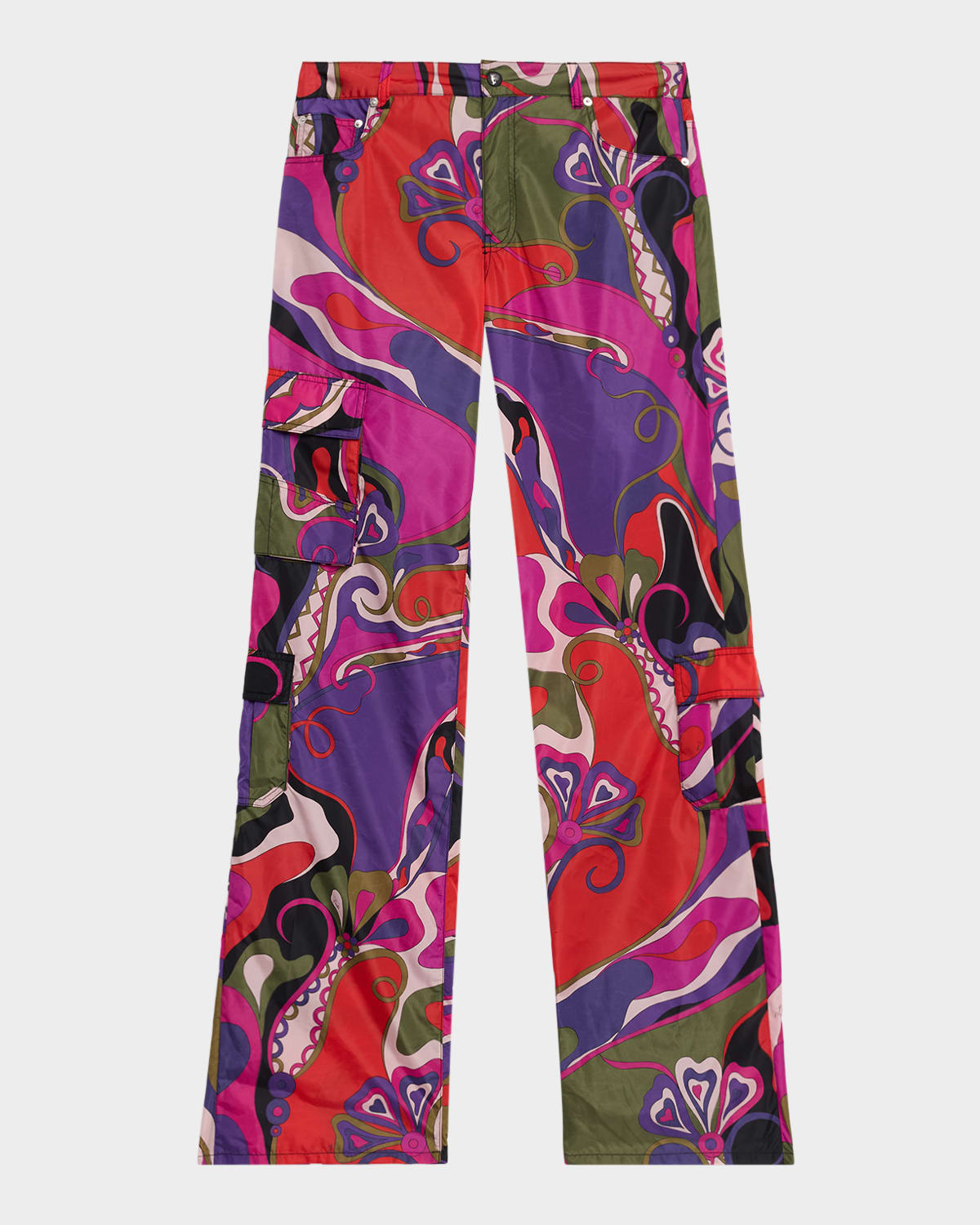 Pucci Cargo Trousers Featuring Orchidee Design In Multi