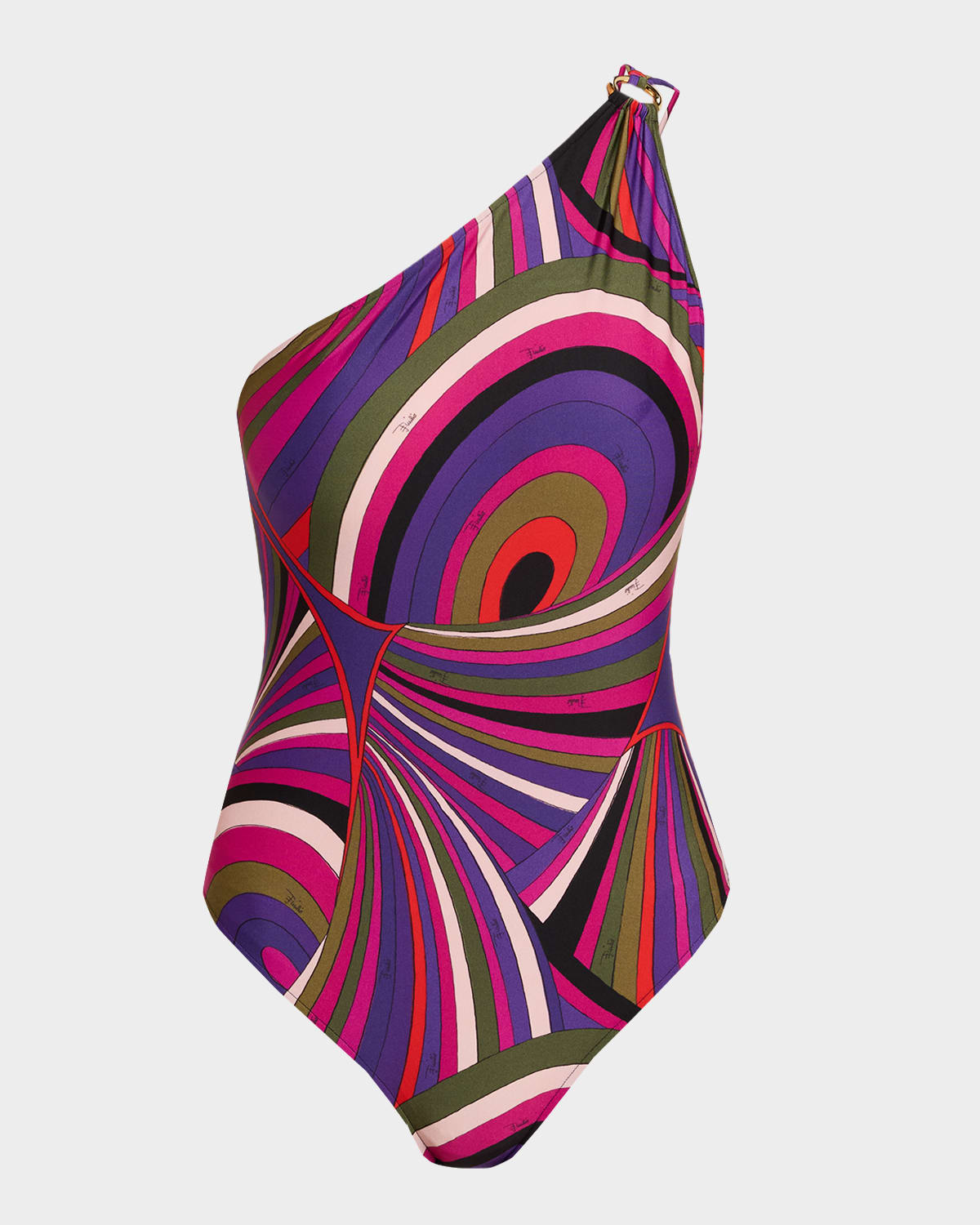 Pucci Iride Asymmetric One-piece Swimsuit In Purple