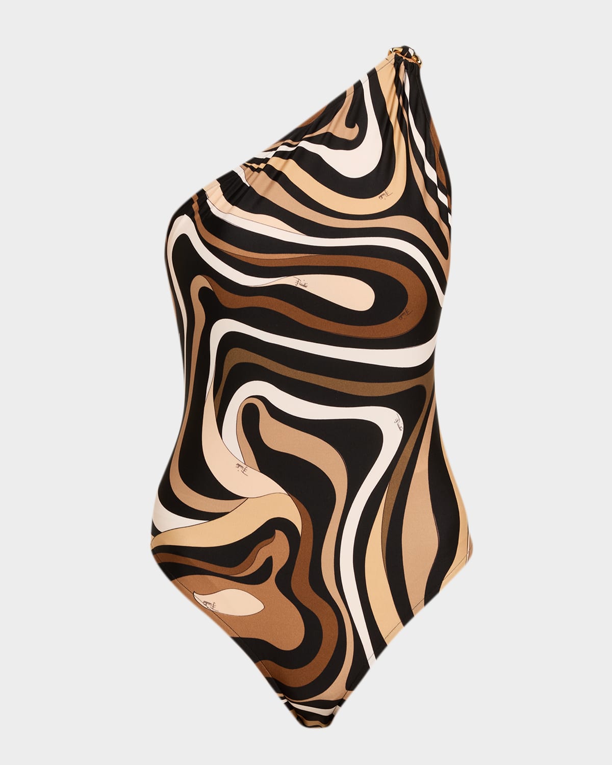 Pucci Marmo-print Lycra One-shoulder One-piece Swimsuit