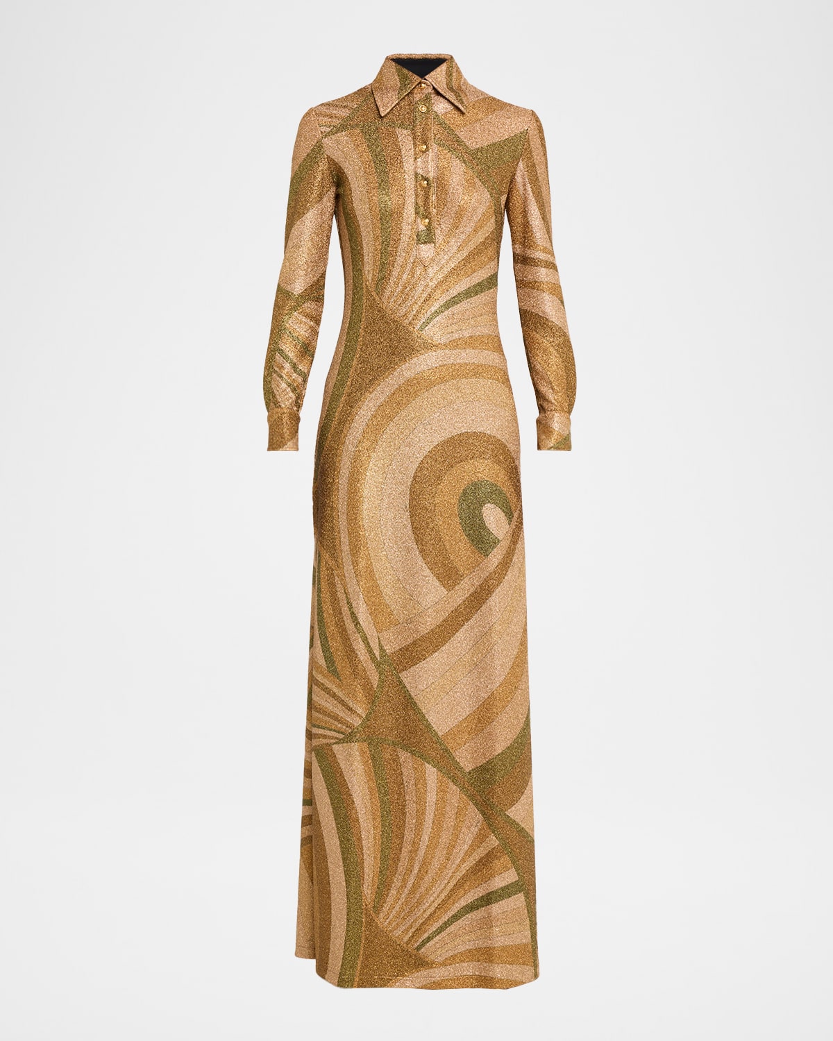 Pucci Iride Print Jersey Lame Dress In Green