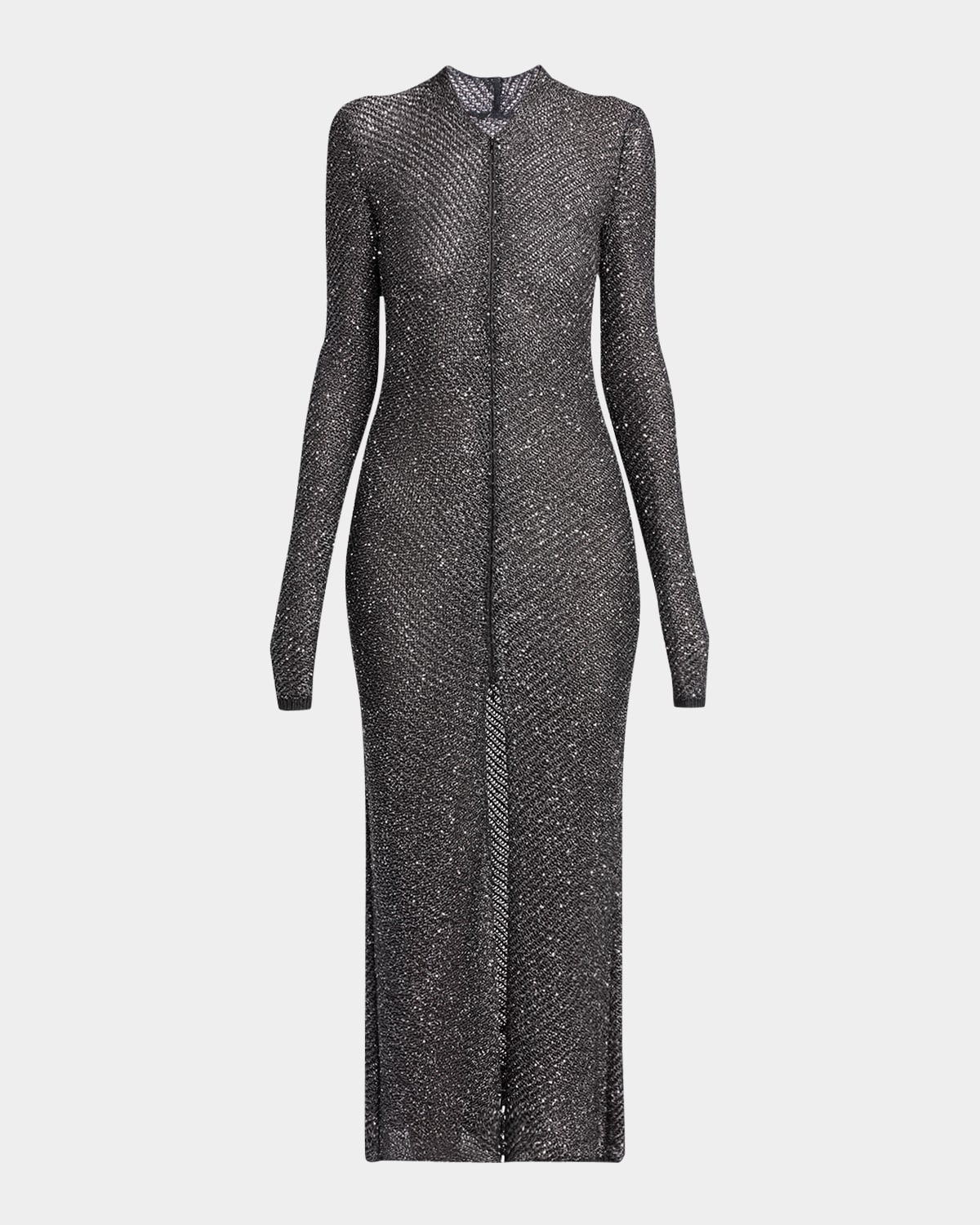 Giorgio Armani Front-slit Sequin Metallic Knit Sweater In Multi
