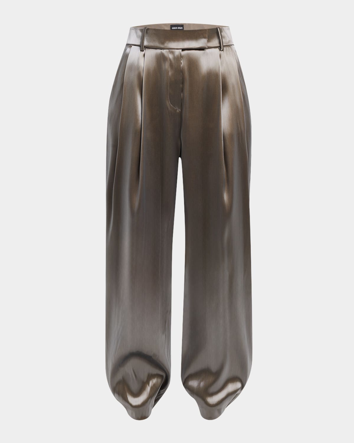 Giorgio Armani Liquid Silk Trousers In Gray