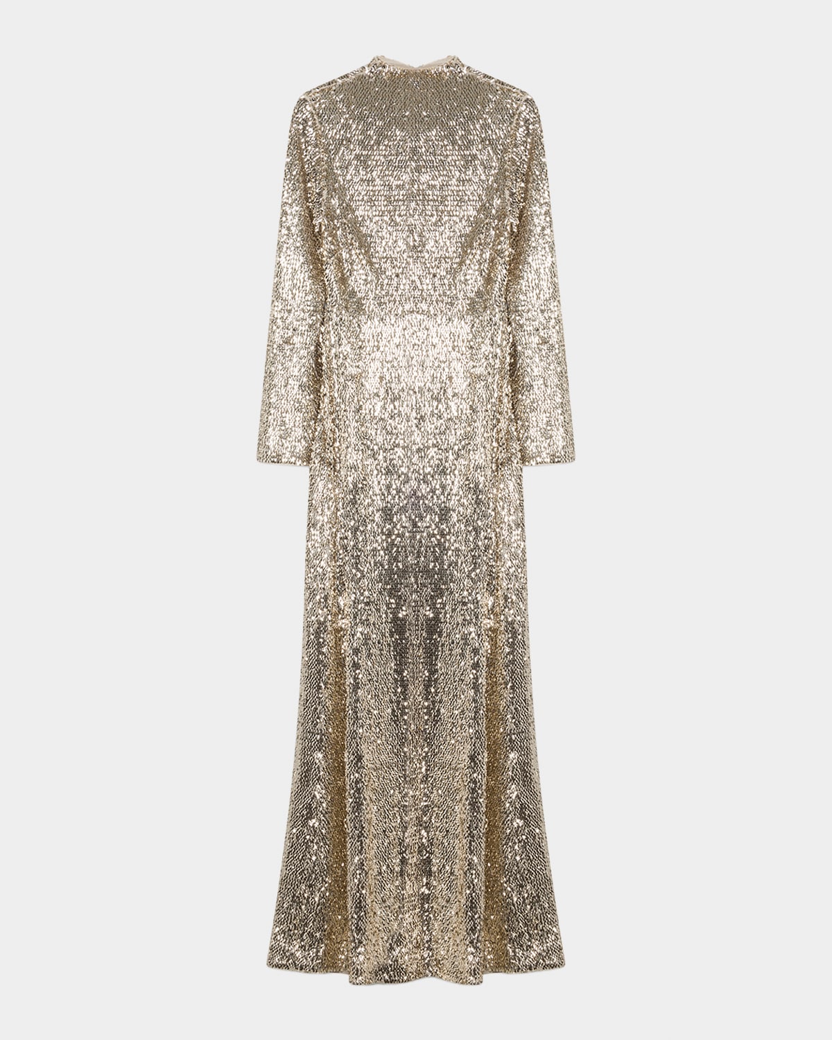Simkhai Beatrice Sequined Long-sleeve Gown In Silver