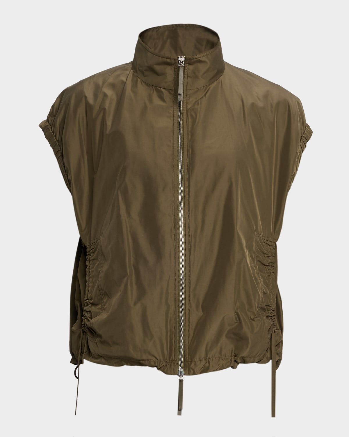 Lafayette 148 Zip-front Drawstring Vest In Brown