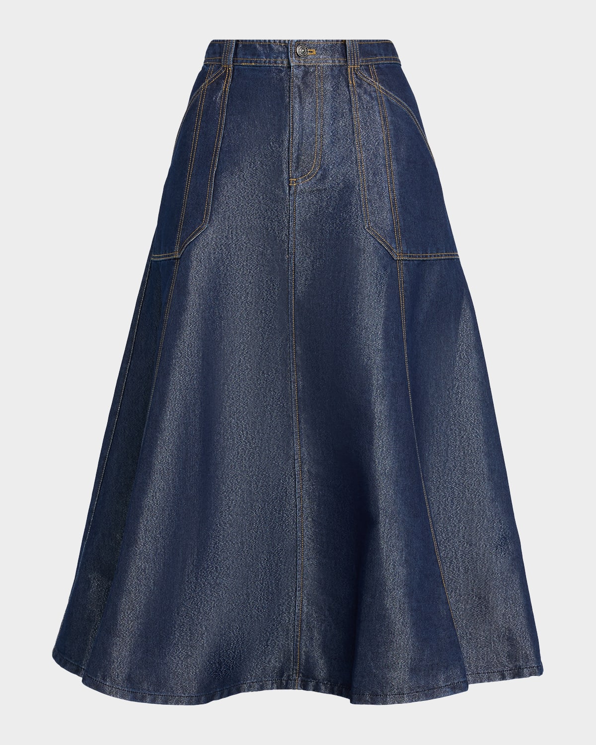 Cinq À Sept Benji Sparkly Denim Circle Skirt In Blue