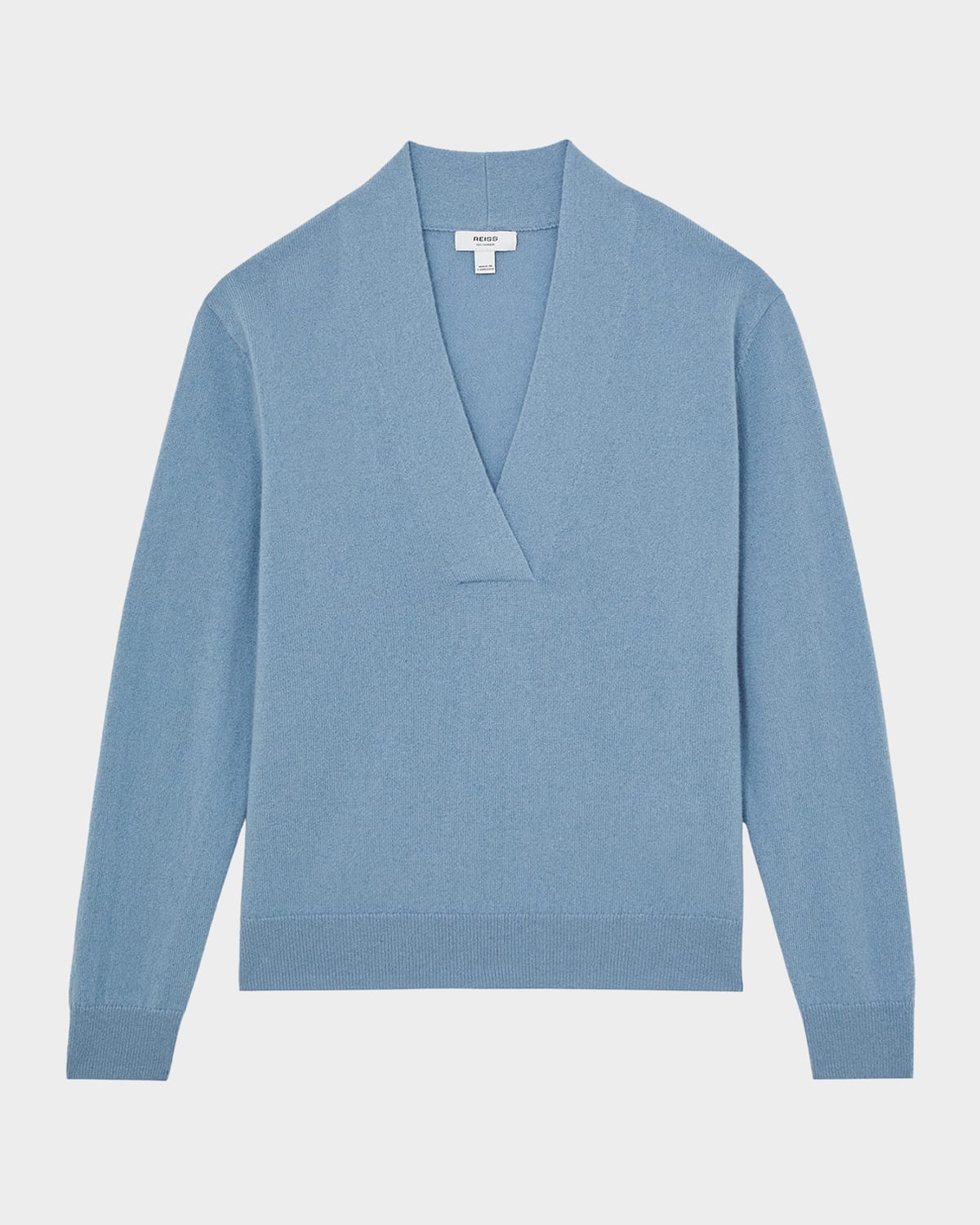Reiss Womens Blue Mia V-neck Long-sleeve Cashmere Jumper