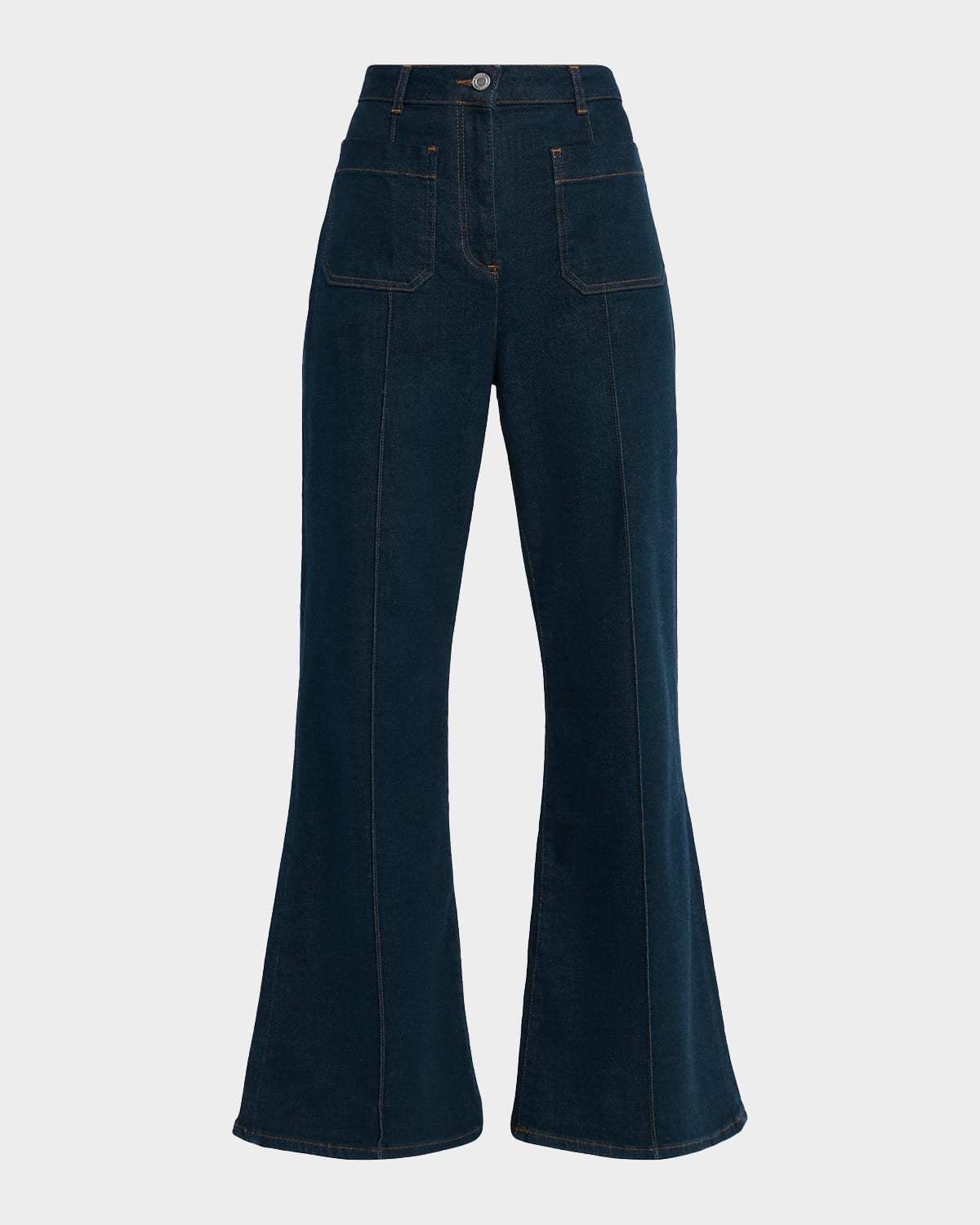 Reiss Sakura Patch-pocket Flared Denim Jeans In Blue