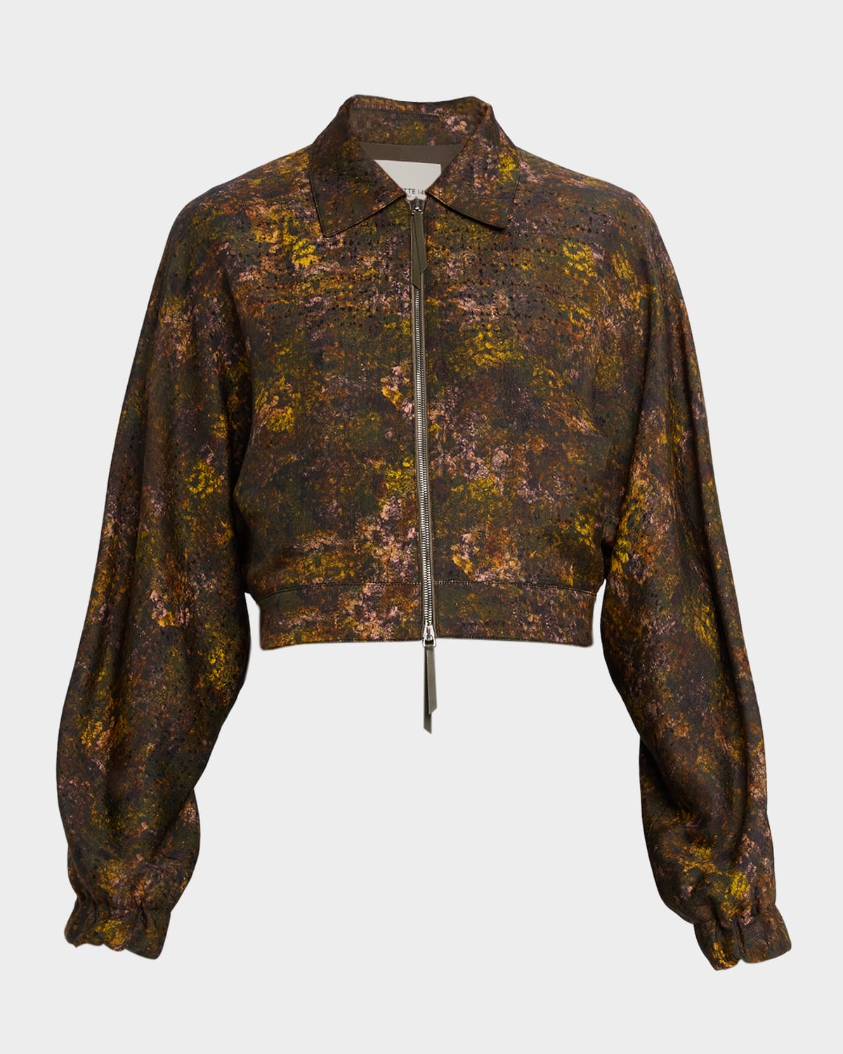 Lafayette 148 New York Impression Silk-Wool Jacquard Bomber Jacket