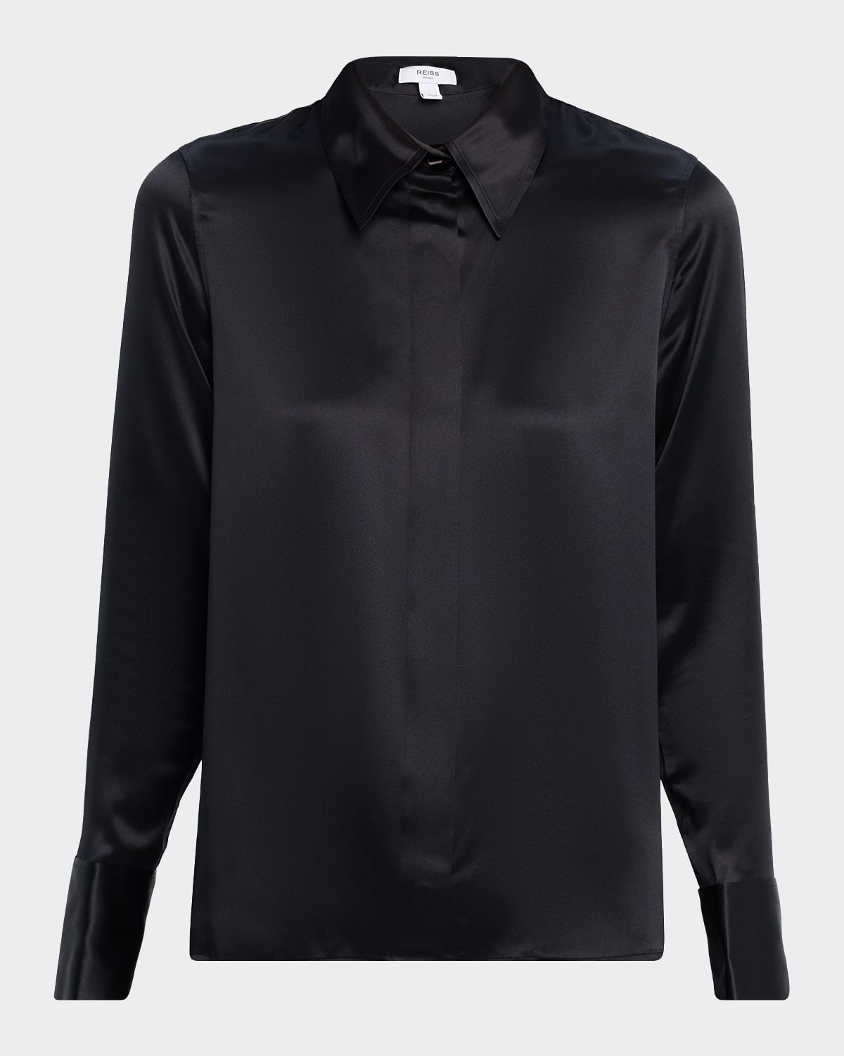 Reiss Concealed-placket Silk-satin Shirt In Multi
