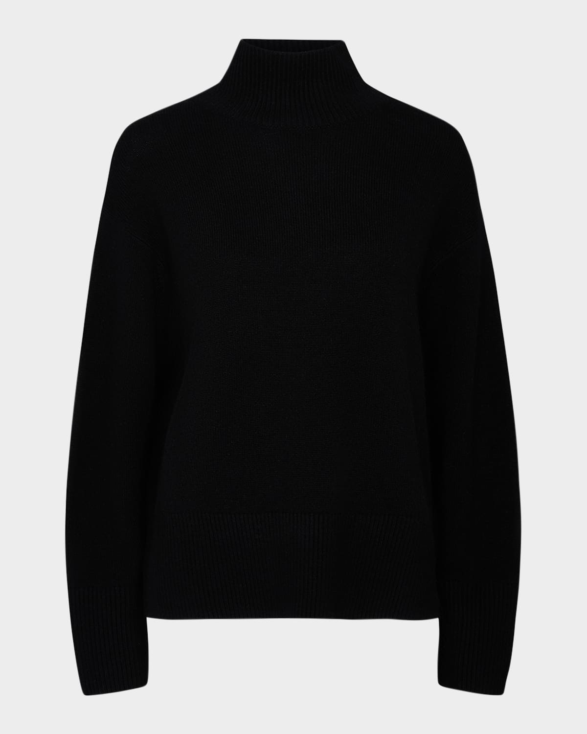 Vince Wool-cashmere Side-slit Turtleneck Sweater In Black