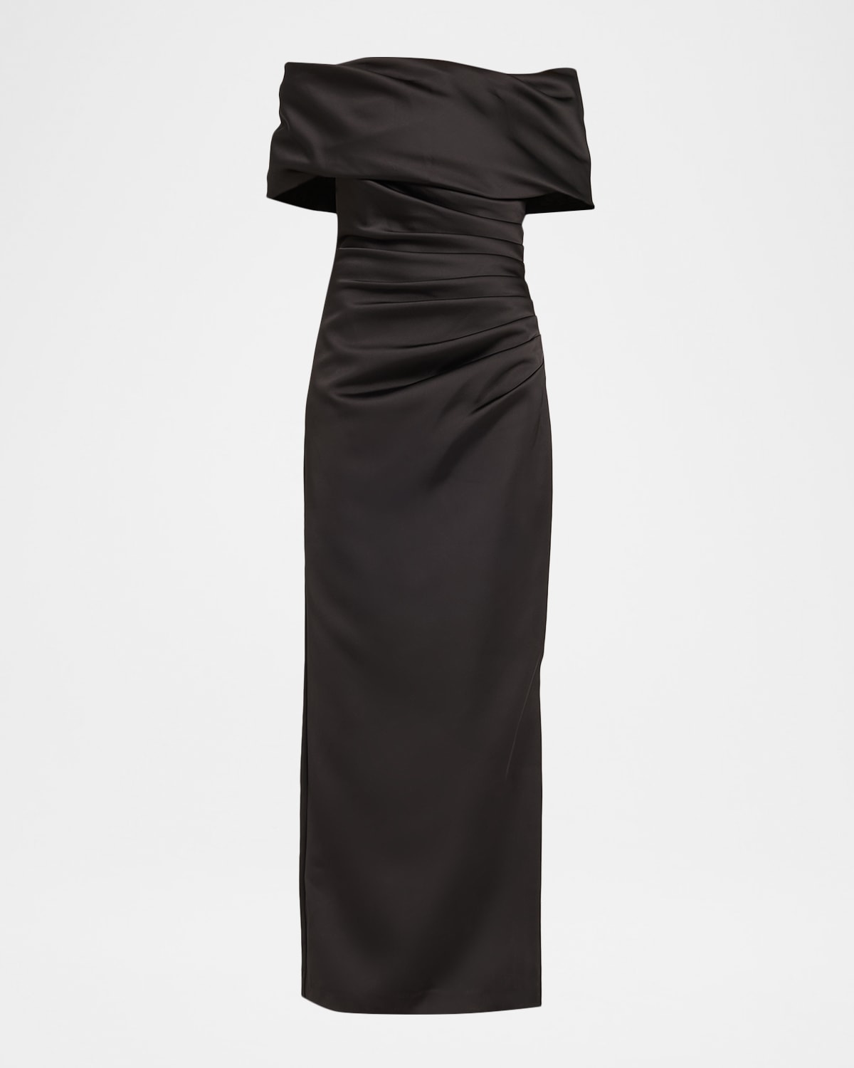 Simkhai Valencia Pleated Off-shoulder Column Gown In Black
