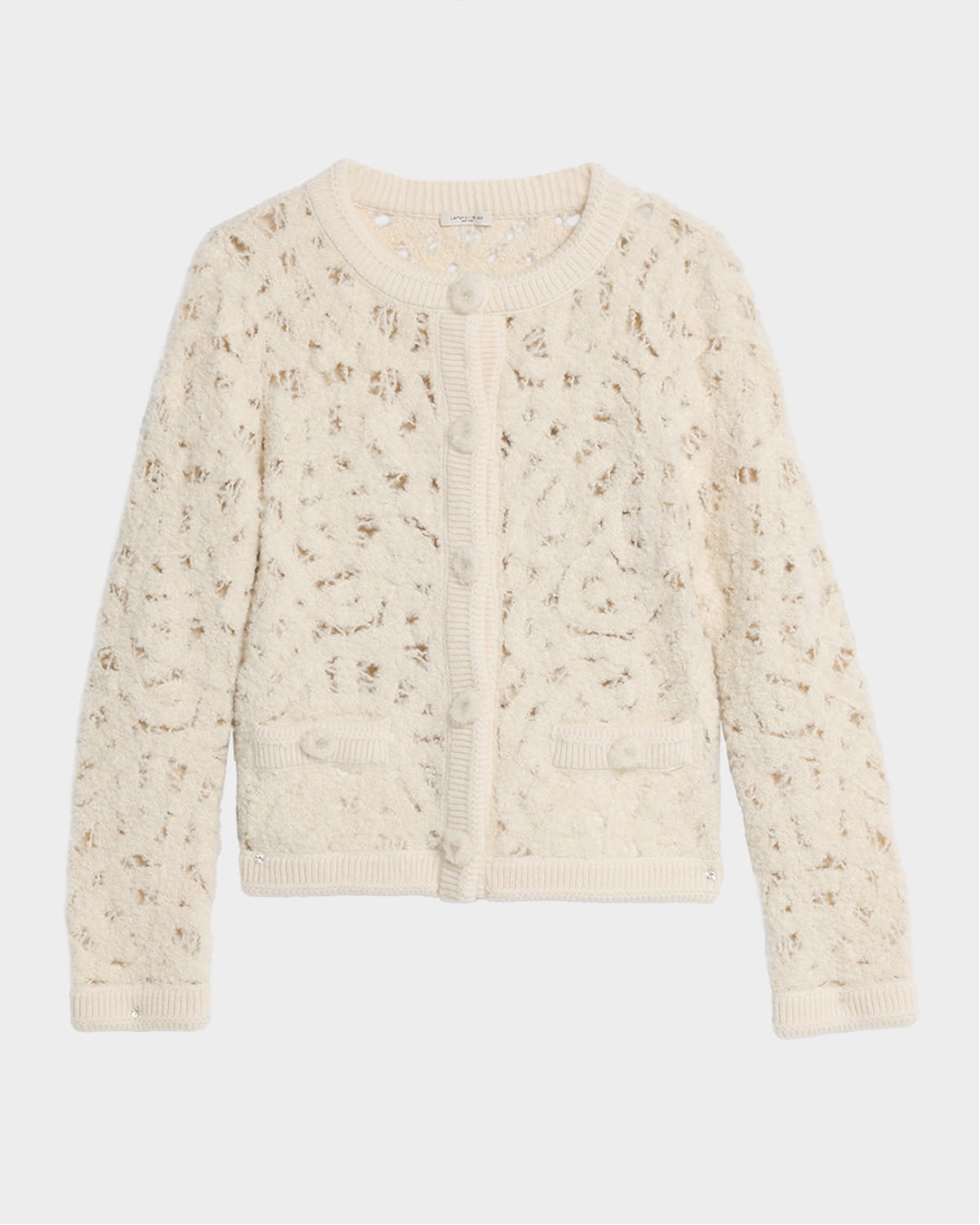 Lafayette 148 X The Morning Show Lofty Boucle Embroidered Cardigan In Neutral