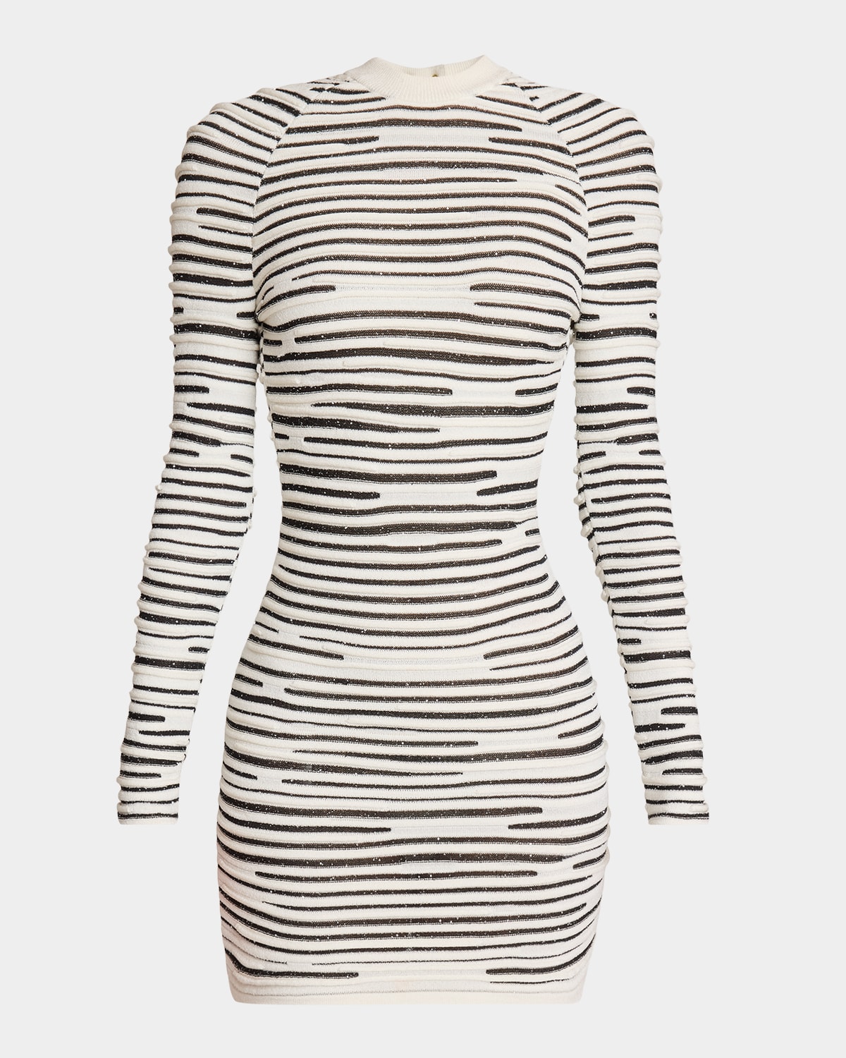 Balmain Glitter Knit Mini Bodycon Dress In White