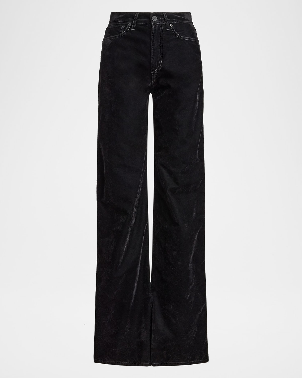 Ralph Lauren Mae Flocked Denim Wide-leg Jeans In Black