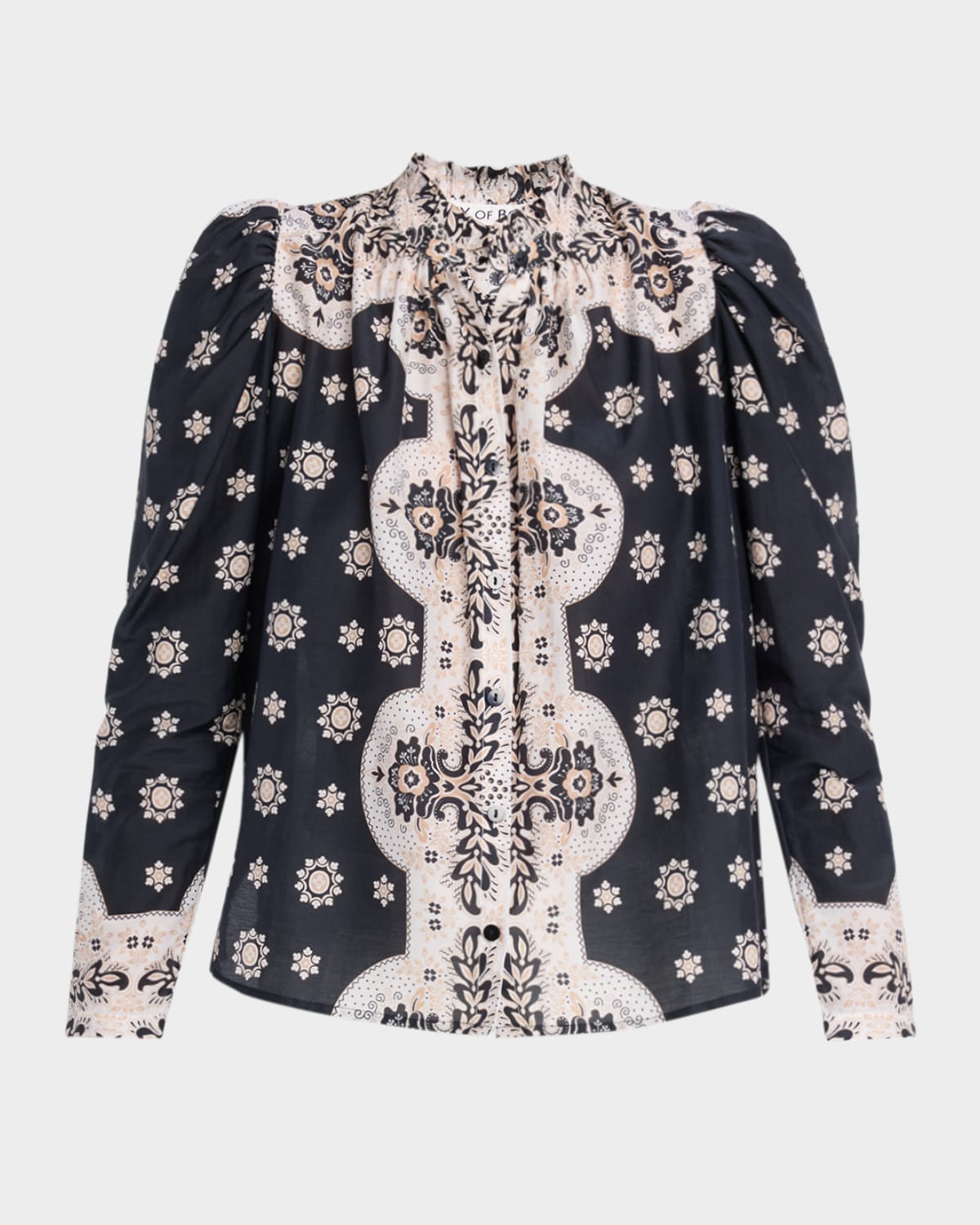 Alix Of Bohemia Artemis Printed Long-sleeve Blouse In Black