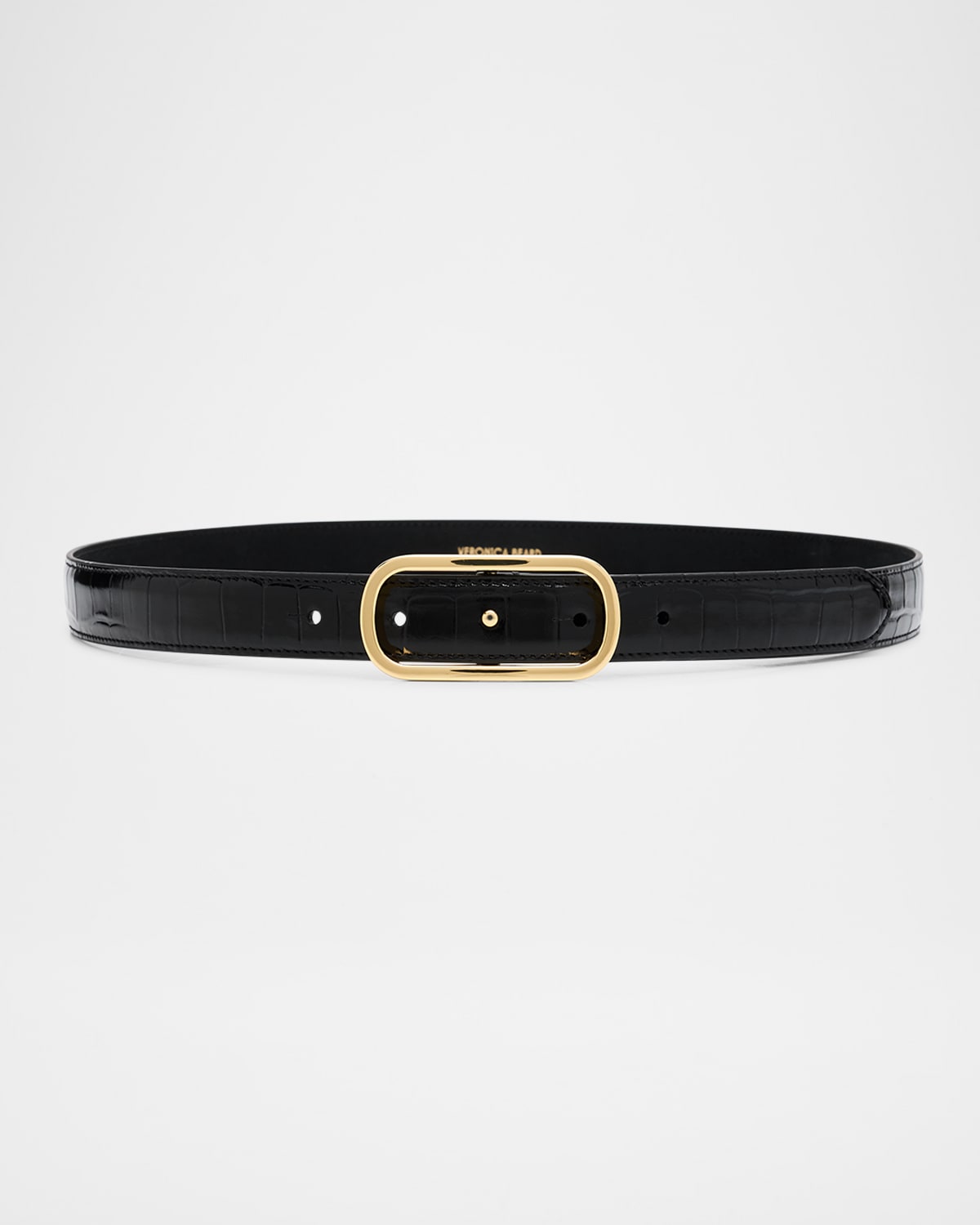 Veronica Beard Loop Croc-embossed Belt In Black