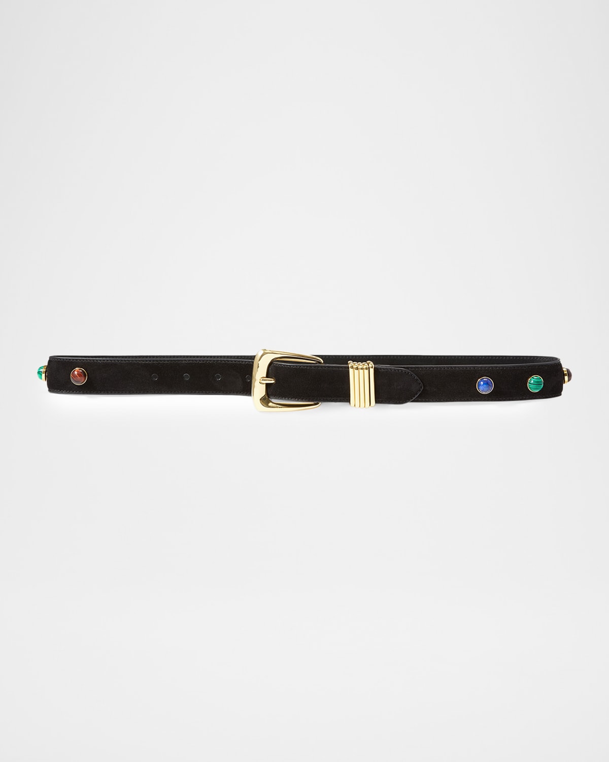 Veronica Beard Stone-embellished Suede Belt In Black