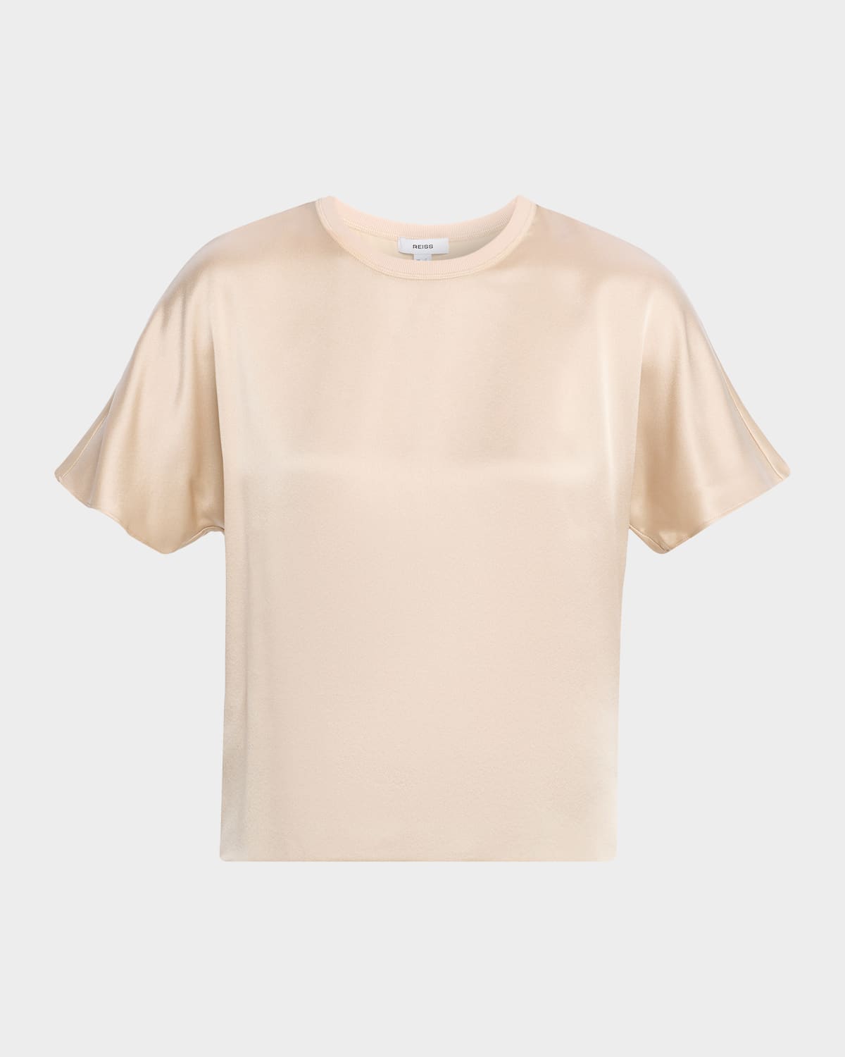 Reiss Lena Short-sleeve Silk Top In Neutral