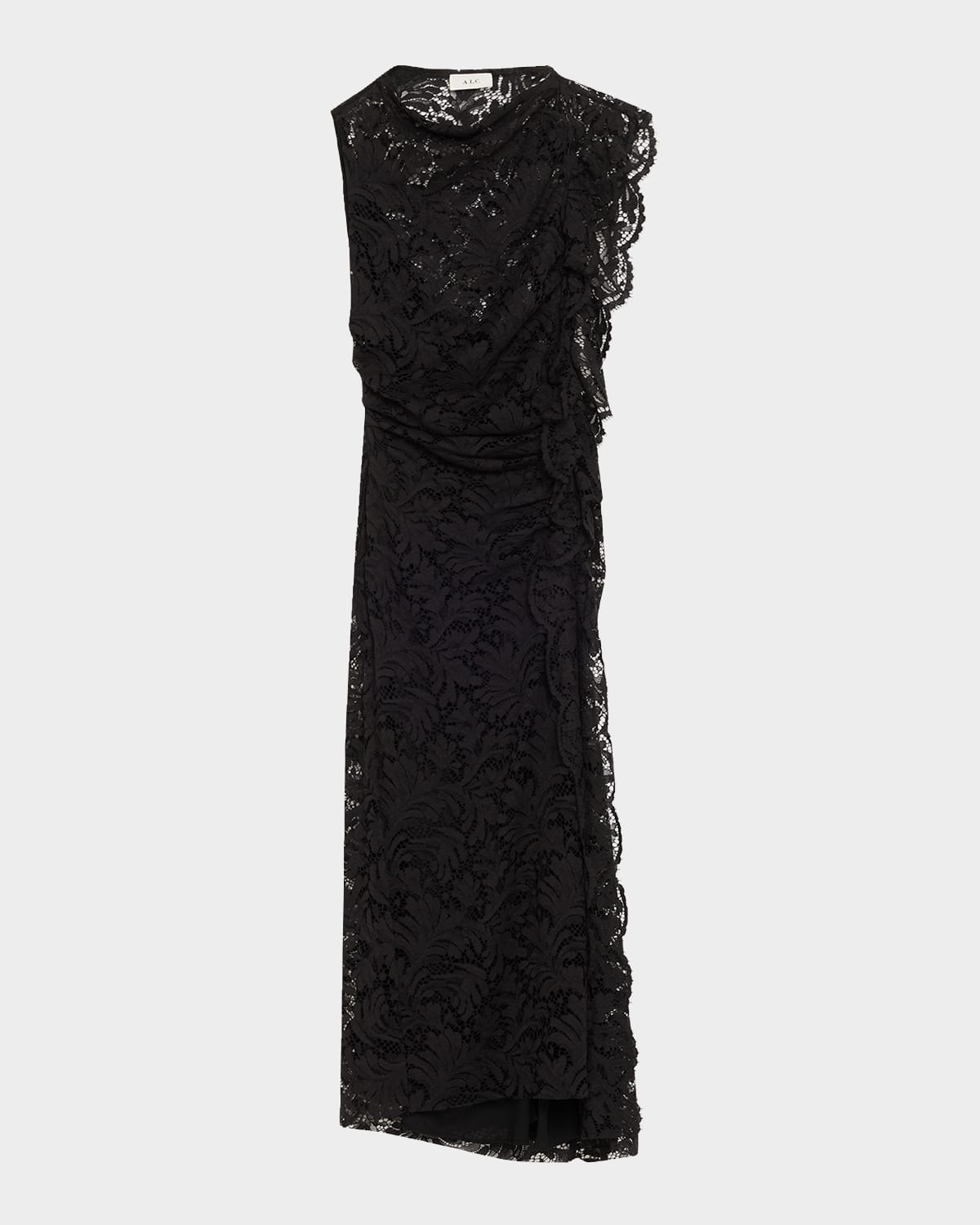A.l.c Astrid Draped Lace Dress In Black