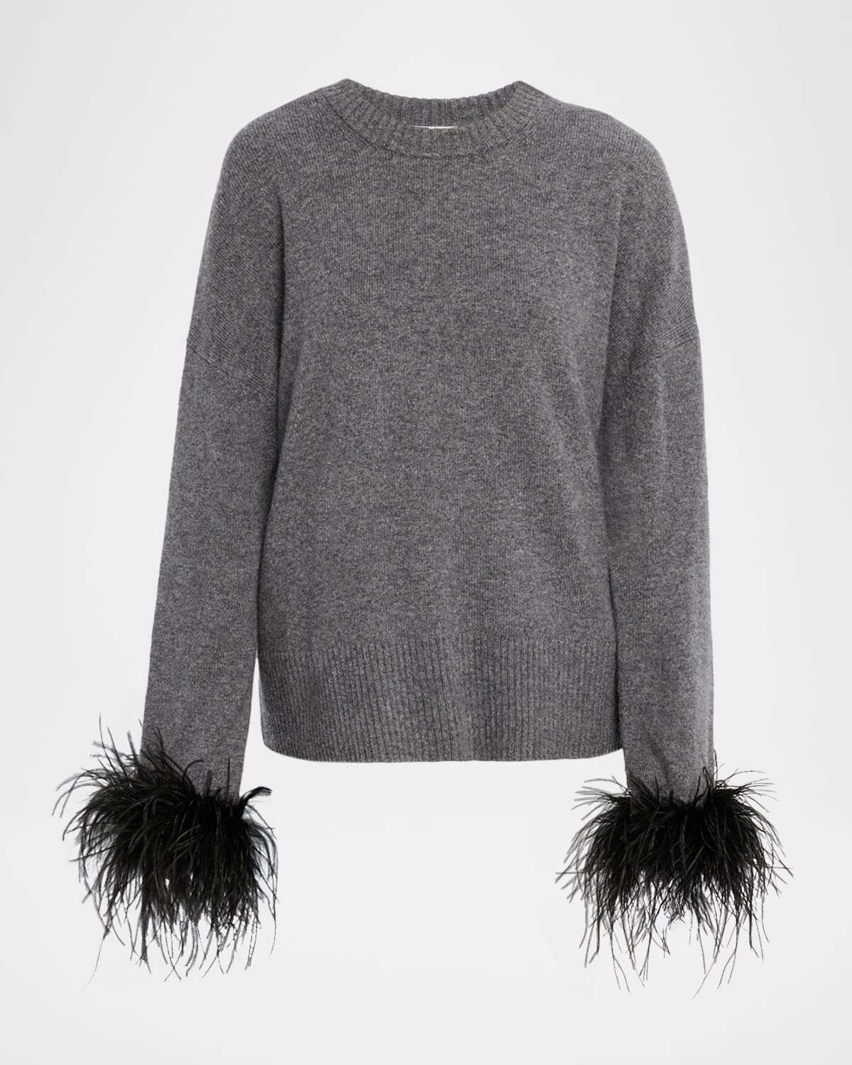 A.l.c Wilda Feather-trim Crewneck Sweater In Gray