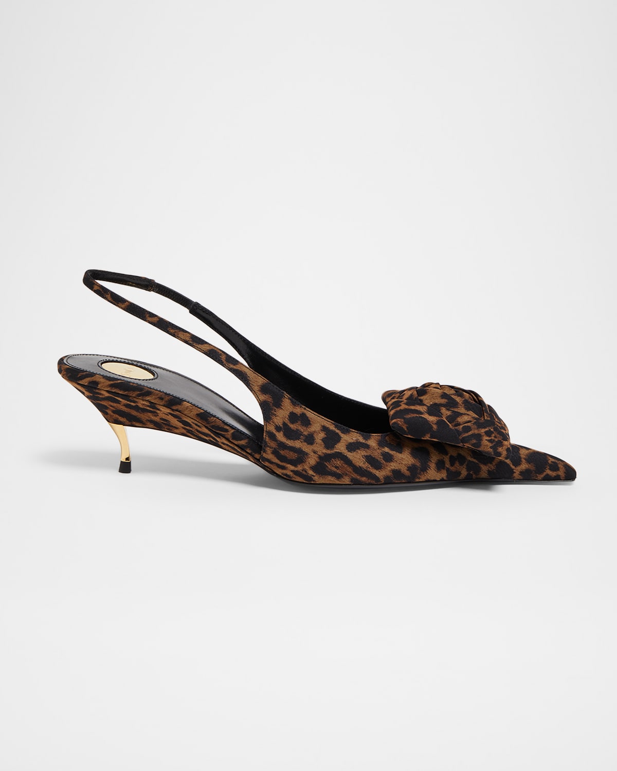 Saint Laurent Dakota Rose Leopard Satin Slingback Pumps In Multi