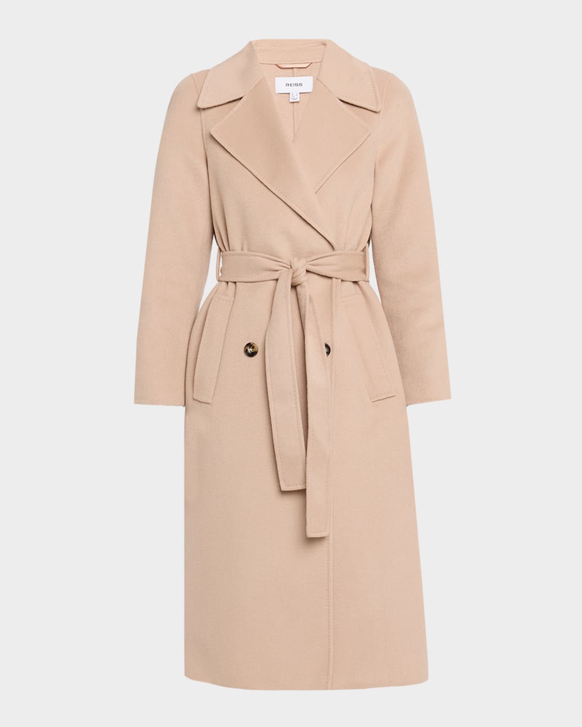 Reiss Rene Double-breasted Wool-blend Coat In Neutral