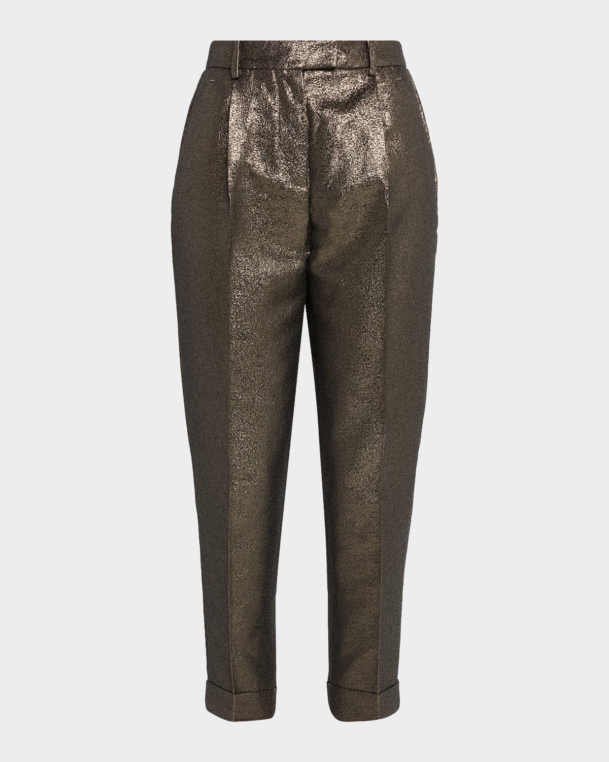 Reiss Siena Metallic Cotton-blend Tapered Trousers In Gray