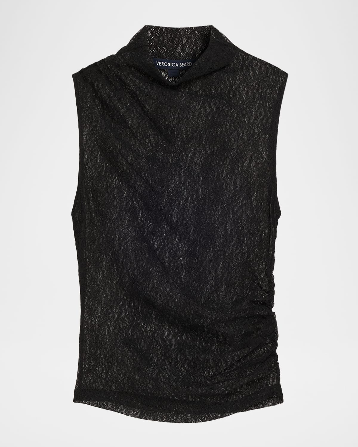 Veronica Beard Mylie Lace Mock-neck Tank Top In Black