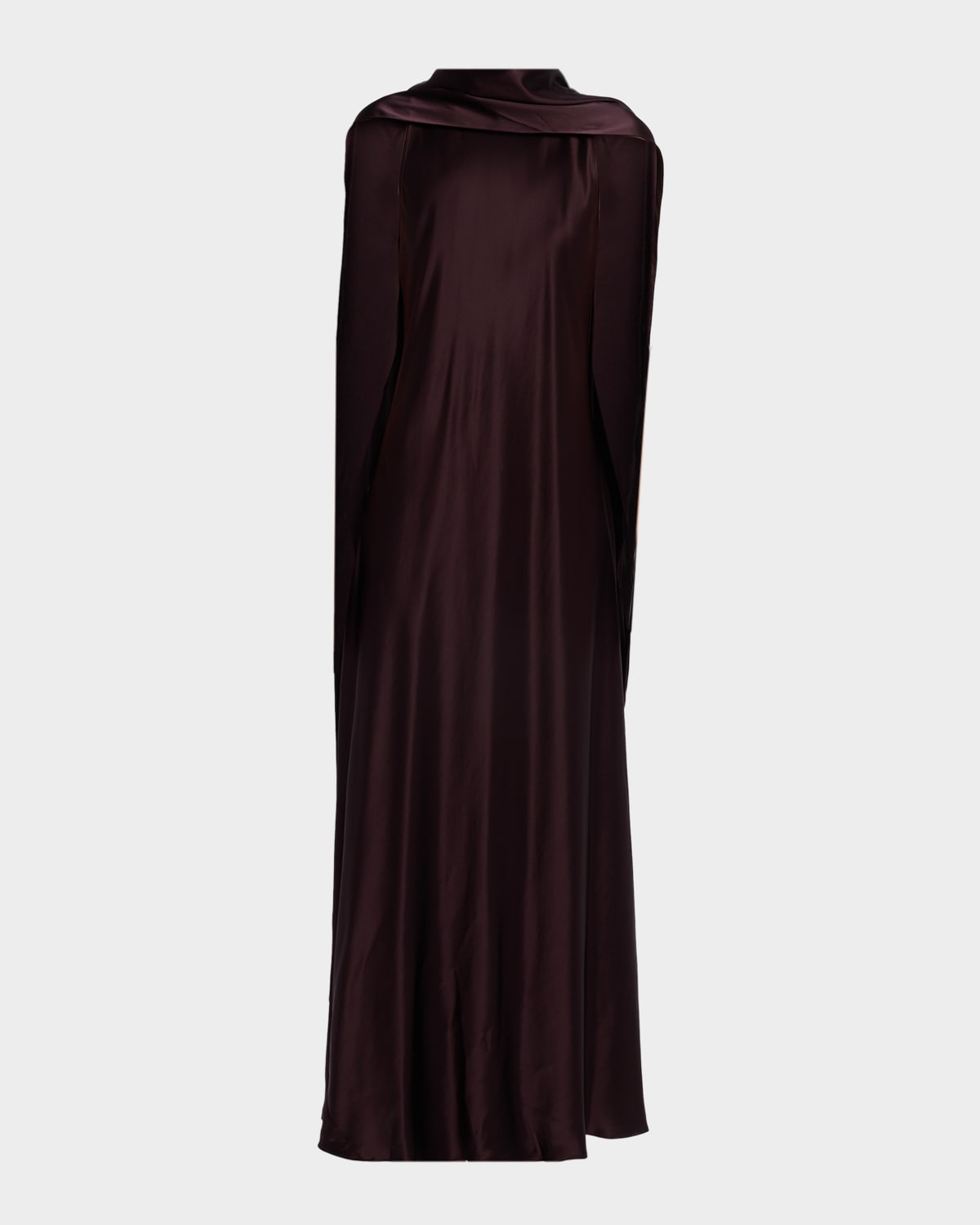Reiss Fae Satin Cape Maxi Dress In Burgundy