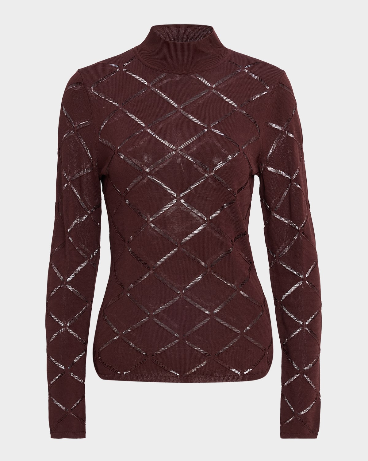 Reiss Womens Burgundy Seren Laser-cut Stretch-knit Top In Brown