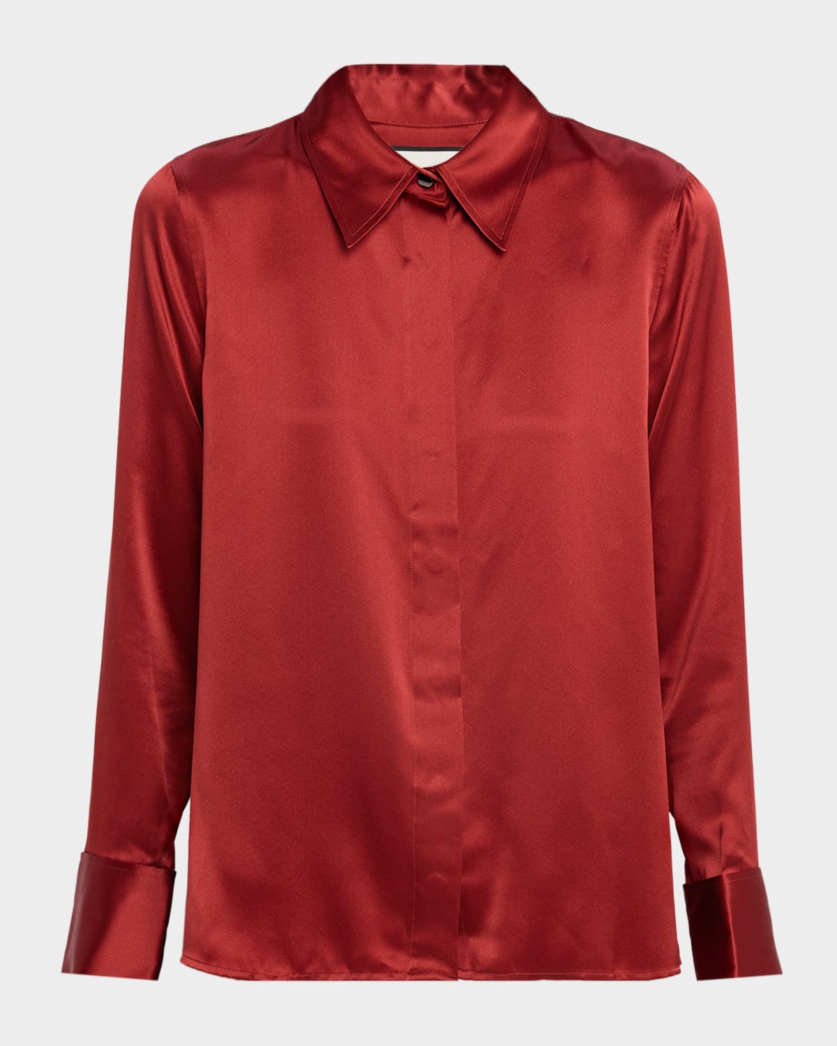 Reiss Ameira Silk Satin Button-front Shirt In Red