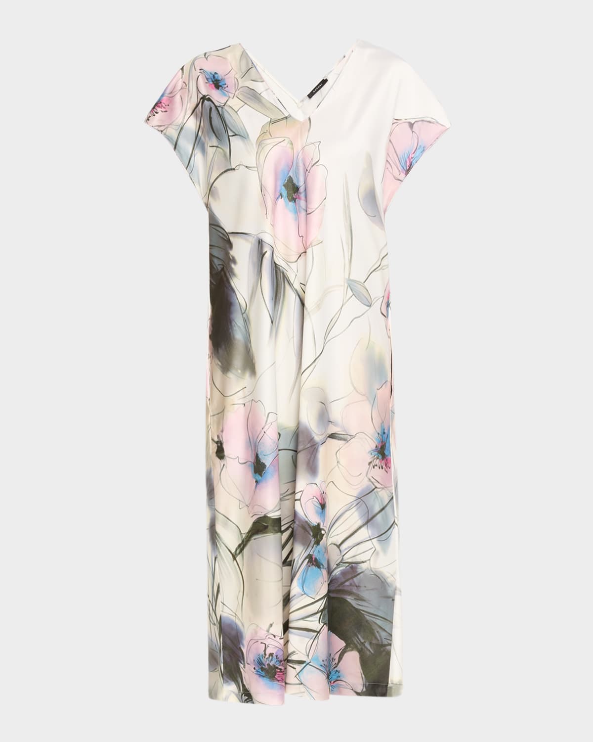 Natori Hiyaku Floral-print Charmeuse Caftan In Multi