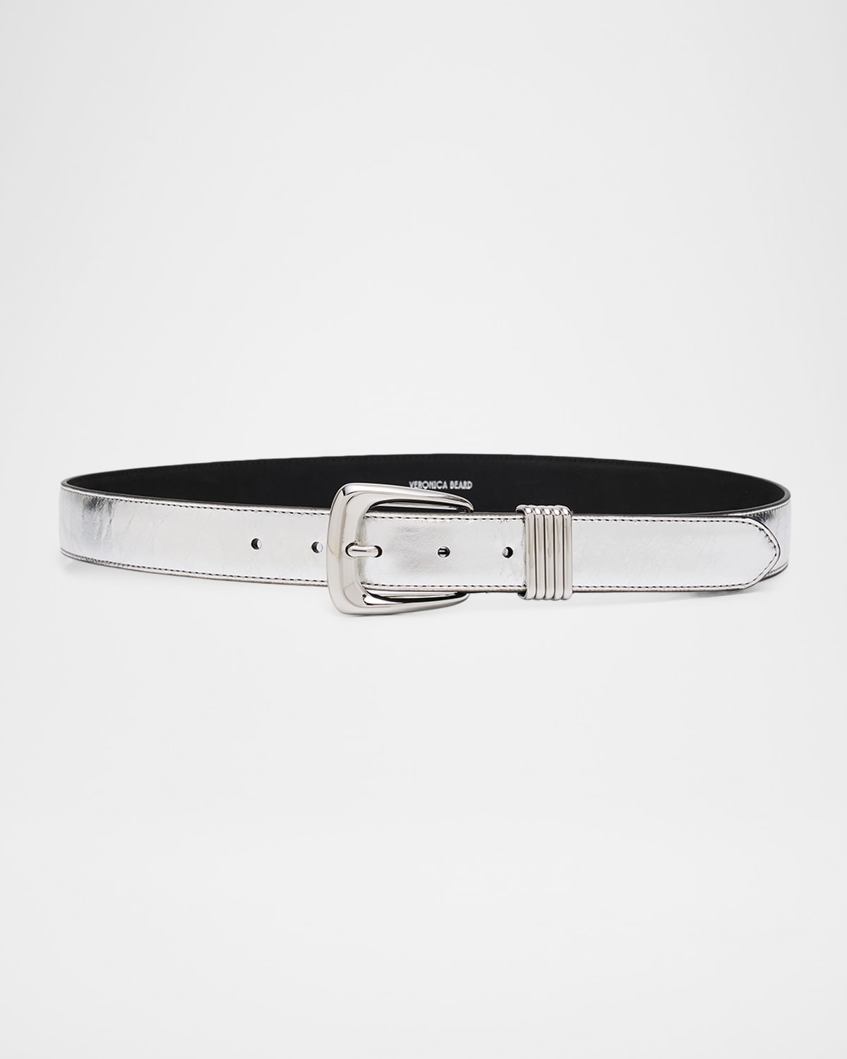 Veronica Beard Arch Metallic Leather Belt In Silver