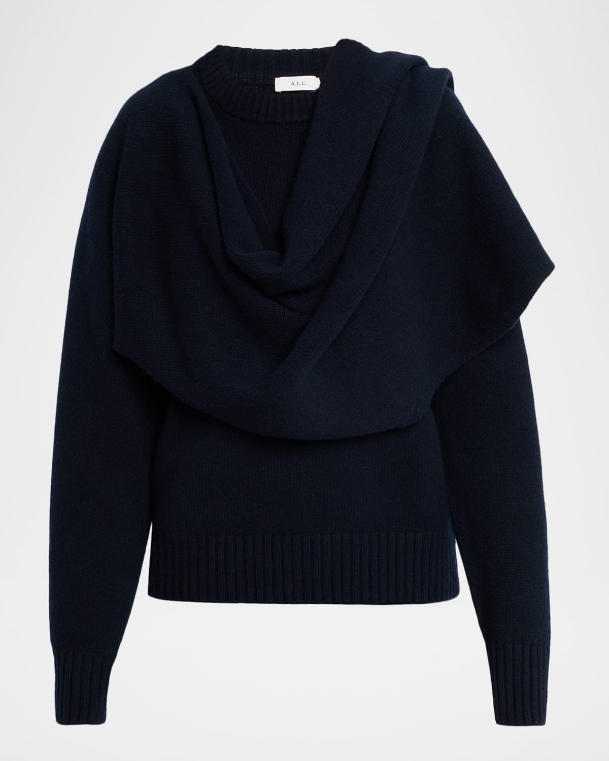 A.l.c Davin Draped Wool Sweater In Blue