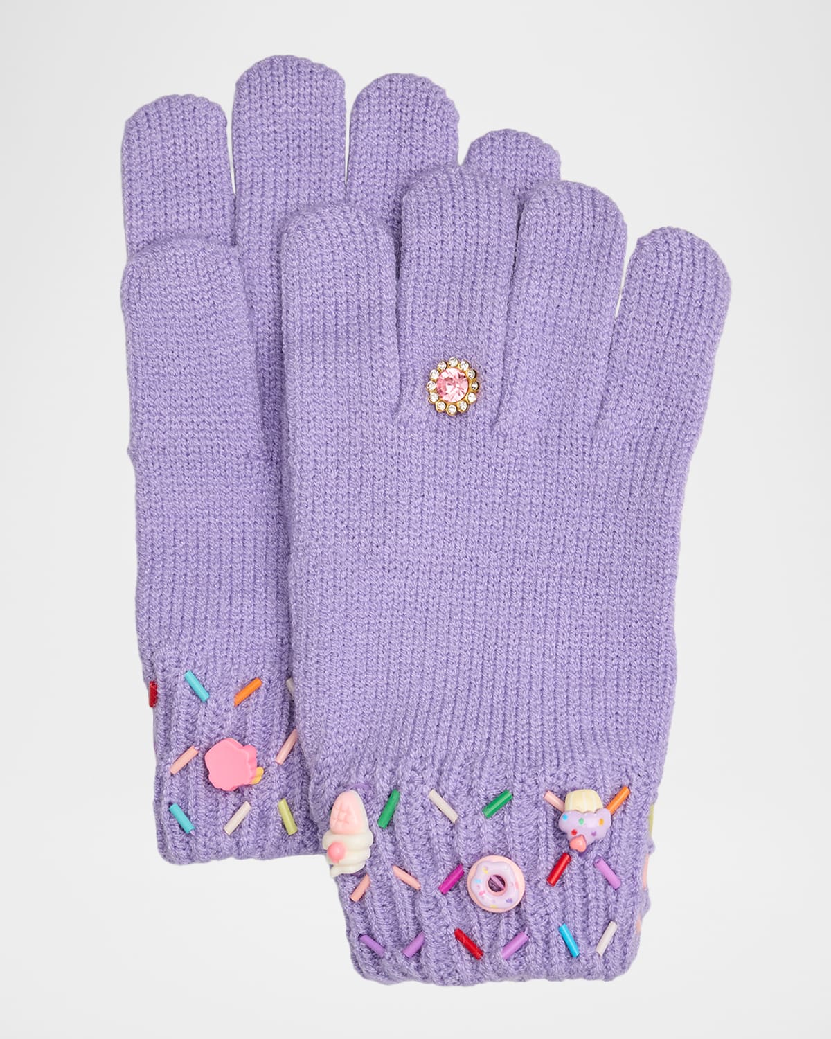 Bari Lynn Kid's Sprinkled Charm Gloves In Purple