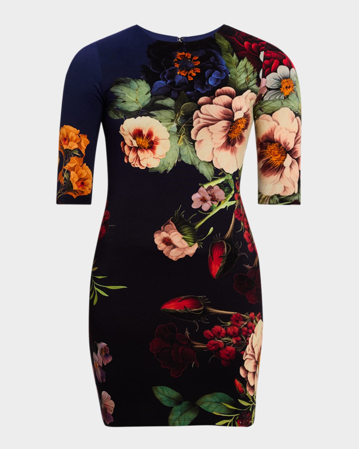 Alice And Olivia Magic Garden Gradient Delora Crewneck Mini Dress In Black