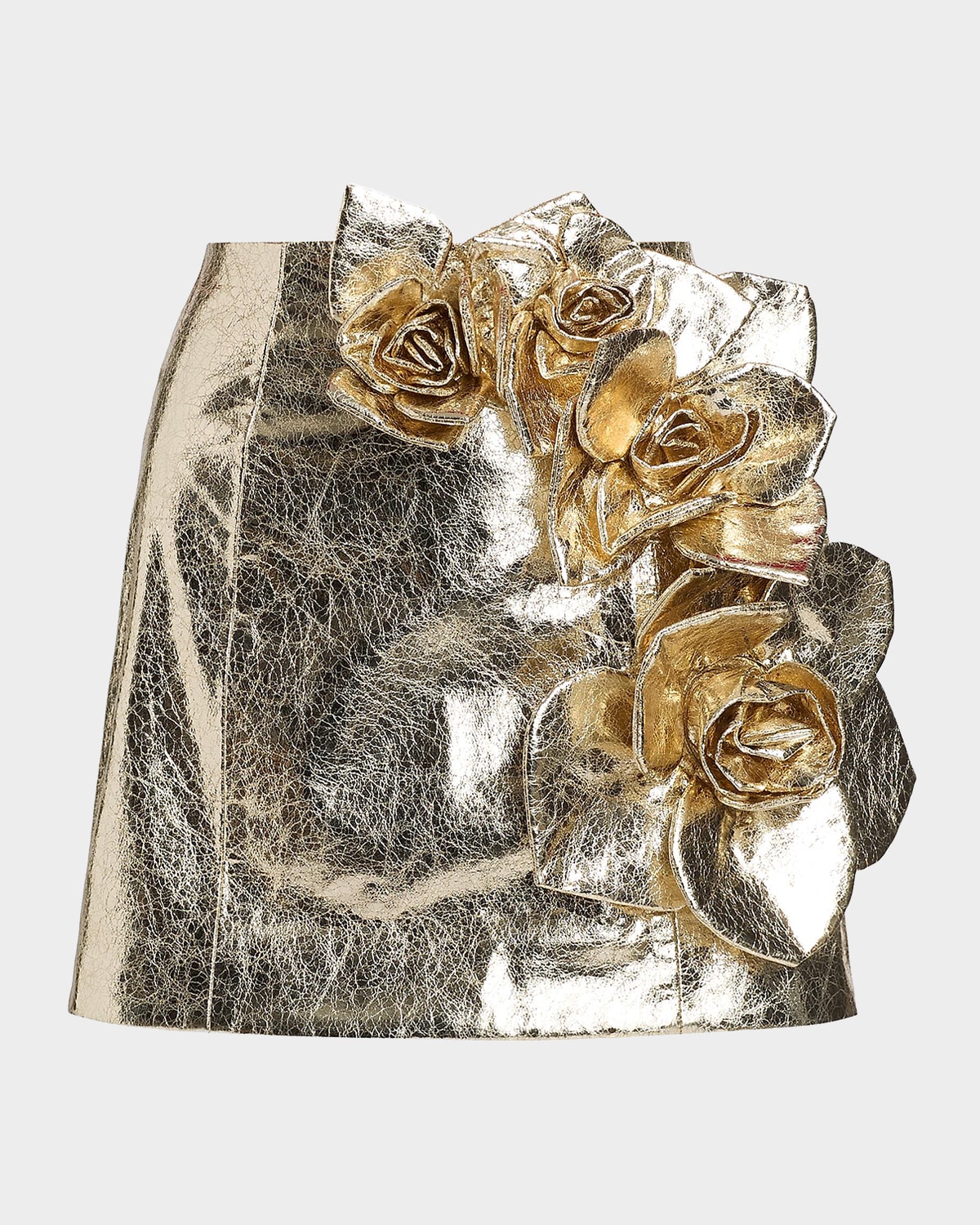 AKNVAS Aksel Metallic Faux Leather Mini Skirt