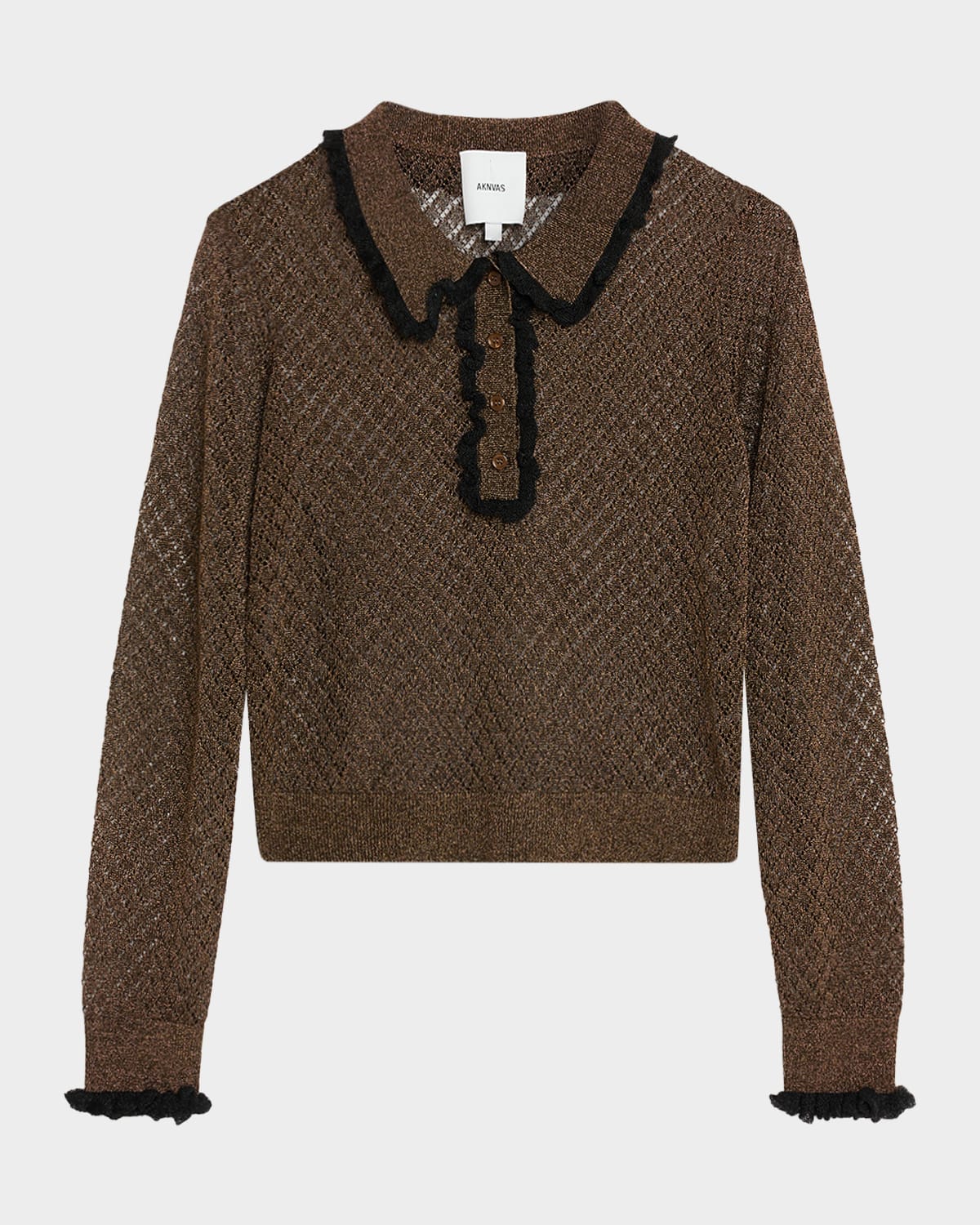 AKNVAS Klara Sparkly Ruffle-Trim Sweater