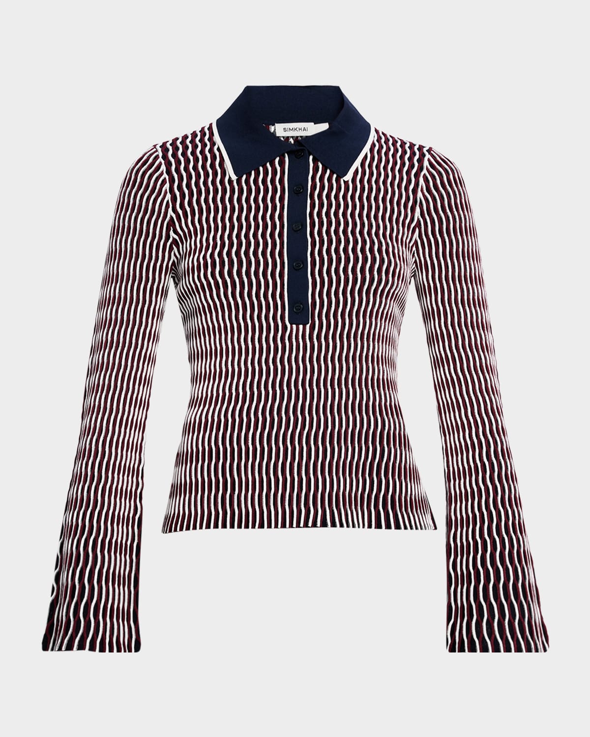 Simkhai Womens Colleen Stripe-pattern Stretch-knit Polo Top Cranberry Multi In Multi