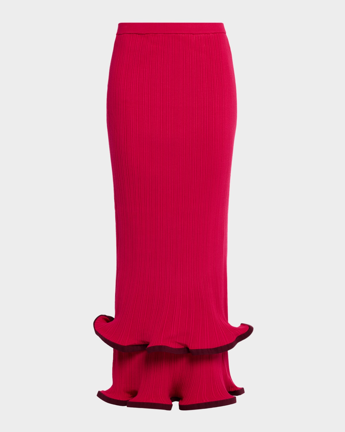 Simkhai Millie Flounce-hem Knit Midi Skirt In Pink