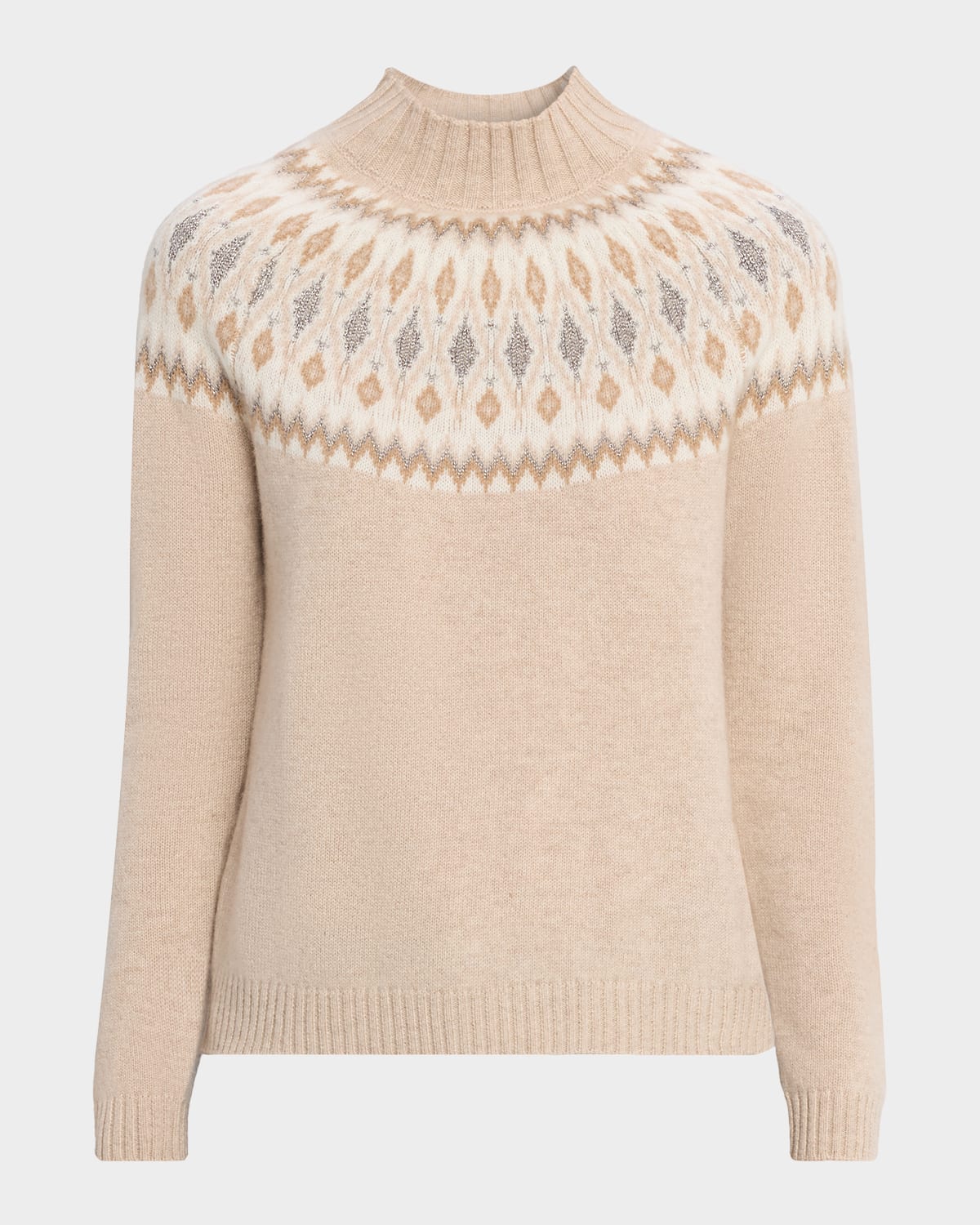 Sofia Cashmere Cashmere Diamond Fair Isle Sweater In Brown