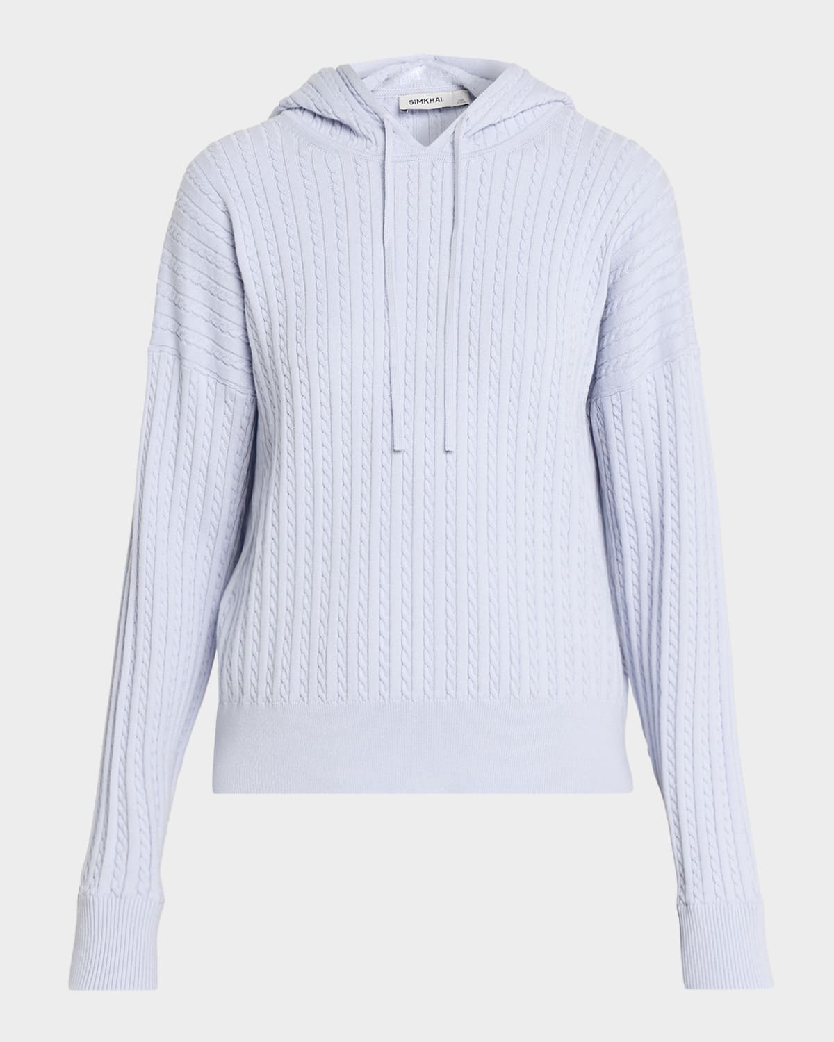 Simkhai Cashmere-blend Cable-knit Hoodie In Blue